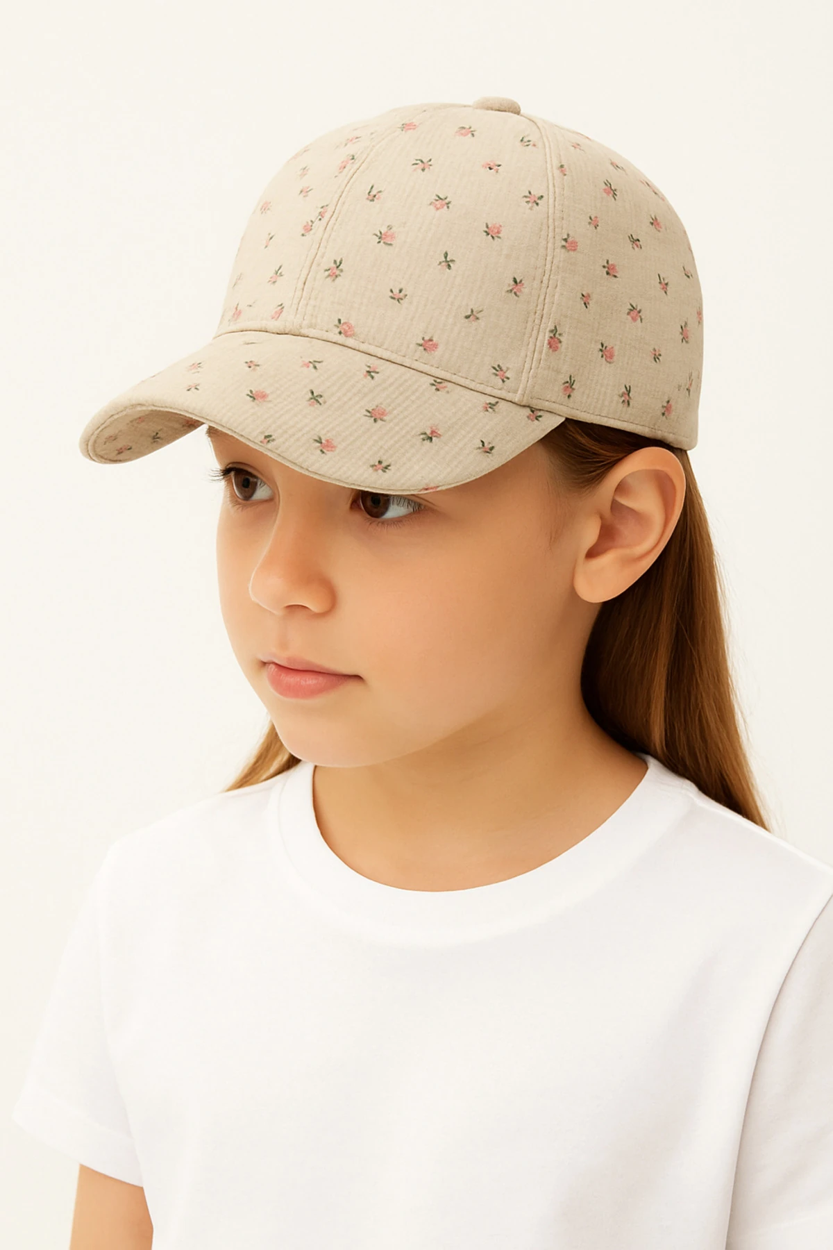 Minik Çiçek Desenli Kız Bebek Şapka