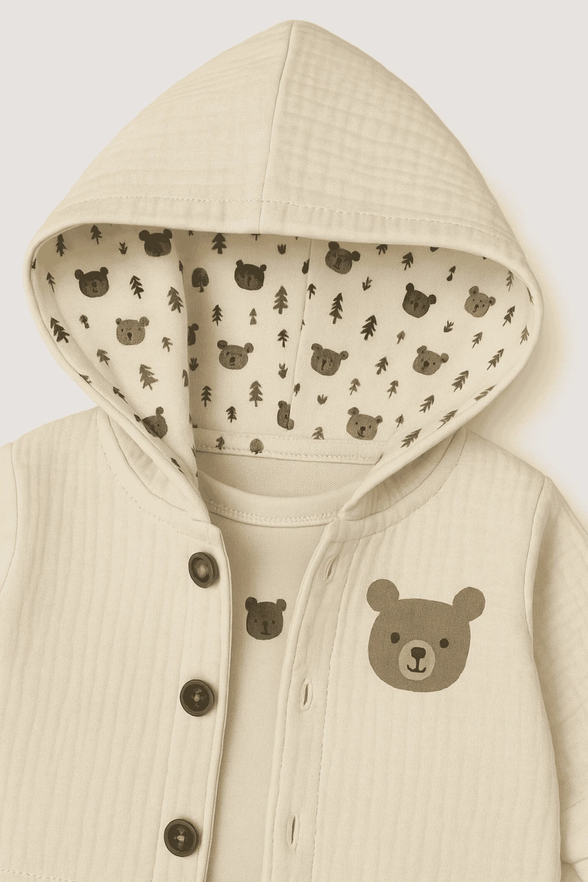 Cepli Kapüşonlu Hırka Uzunkollu Bady Pantolonlu 3lü Erkek Bebek Takım