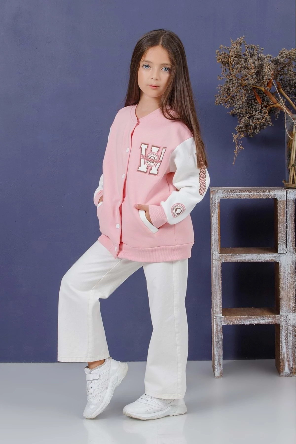 Kız Çocuk Kargo Cepli Bol Paça Pantolon - Beyaz - 4-5 Yaş