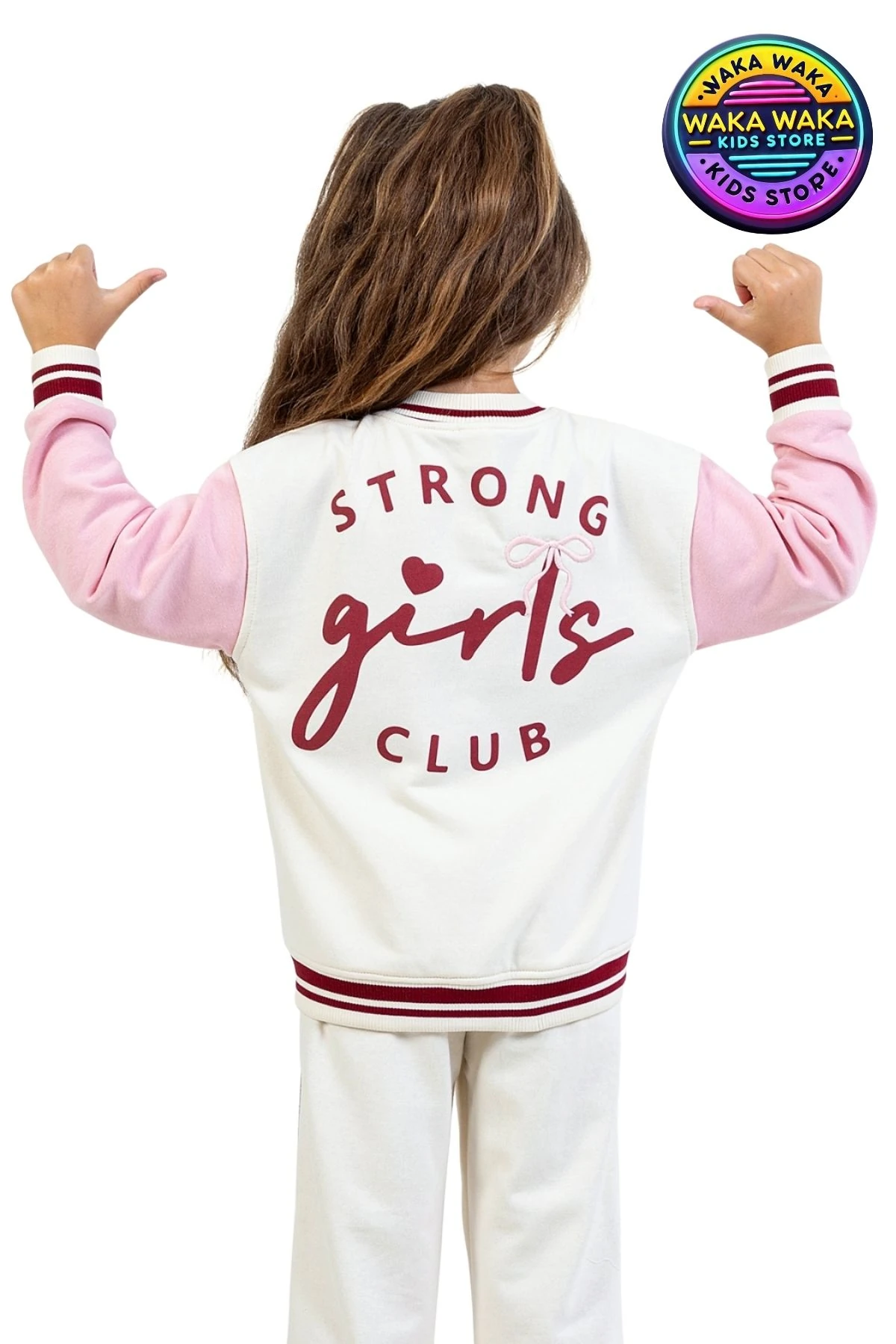 Kız Çocuk Strong Girls Club Nakış Detaylı Kolej Ceket