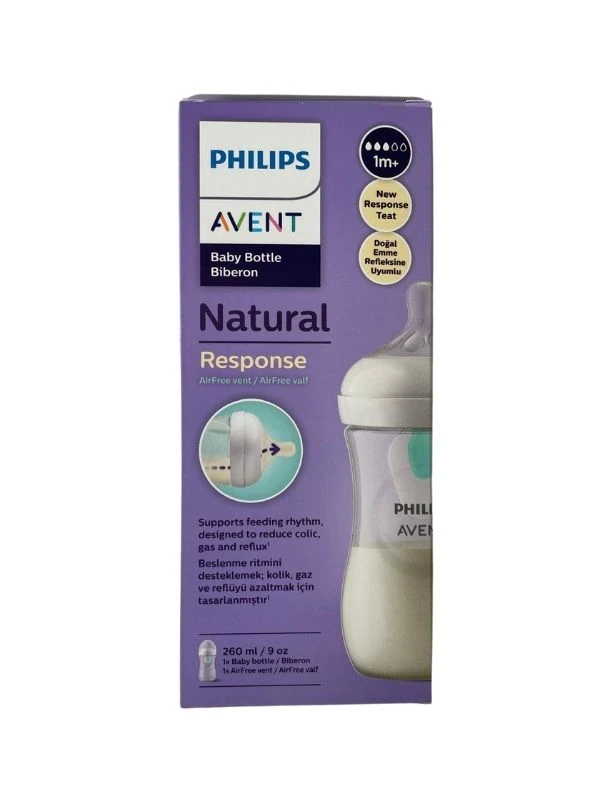 Avent Doğal Tepkili AntiKolik Biberon Tekli 260 ml SCY673-01