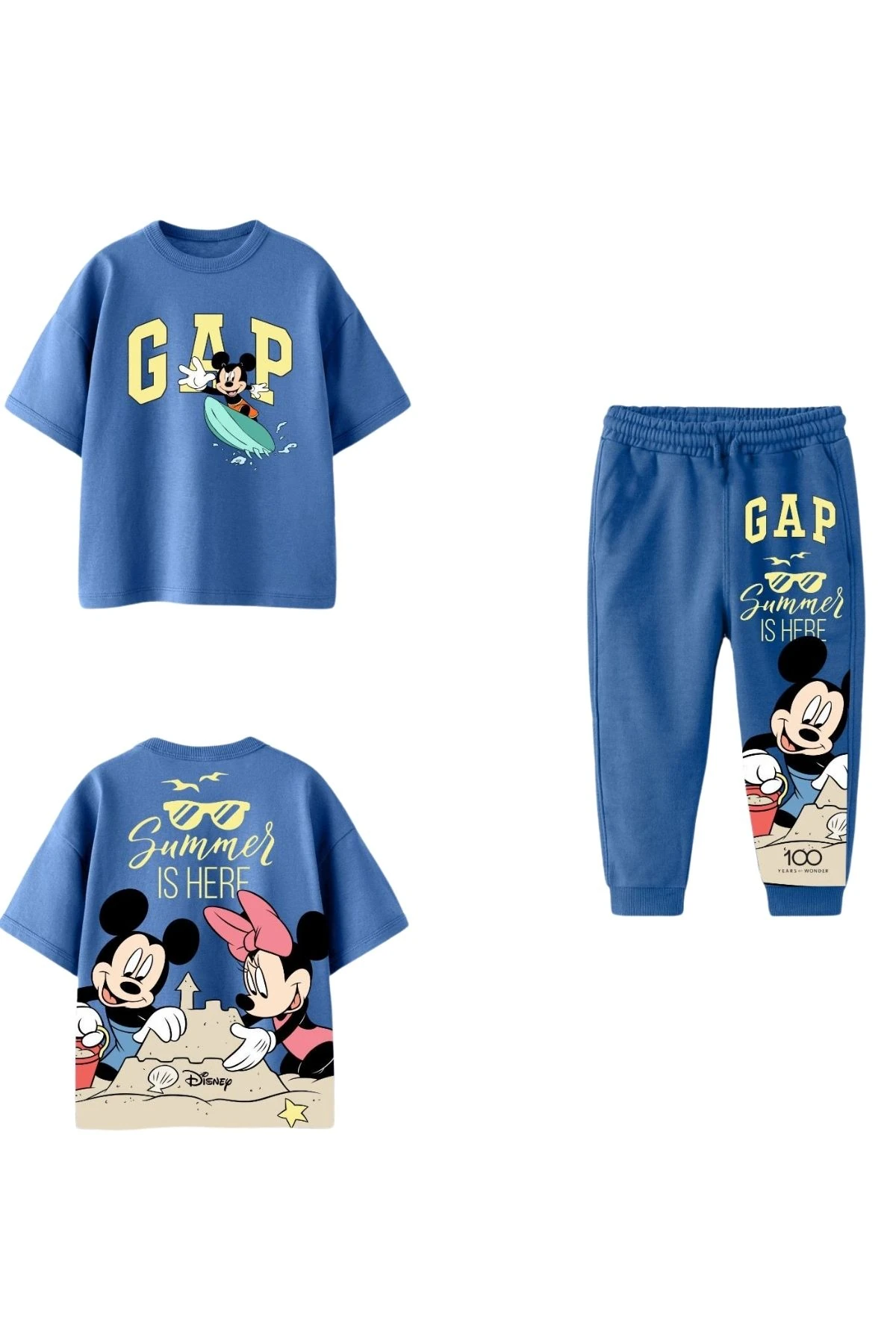 Mickey Mouse Baskılı Bisiklet Yaka Alt Üst Takım