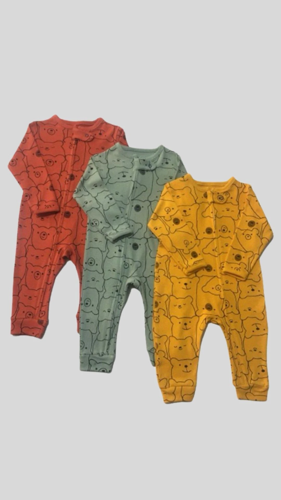 Sevimli Ayıcık Baskılı Fermuar  Kapamalı Paçası Ribanalı Ünisex Tulum