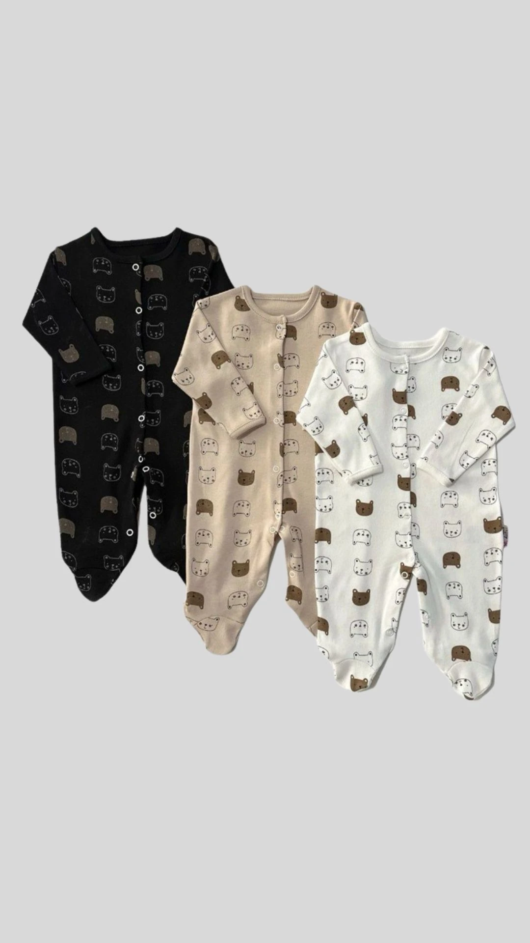 Sevimli Kedicik Baskılı Çıtçıt Kapamalı Patikli 3lü Set Ünisex Tulum