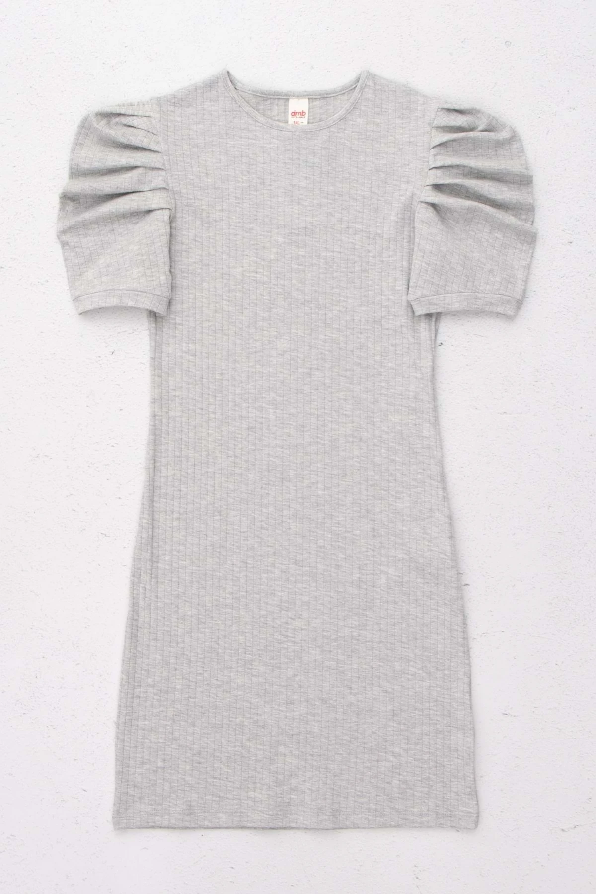 Kısa Kol Balon Detaylı Kız Çocuk Elbise