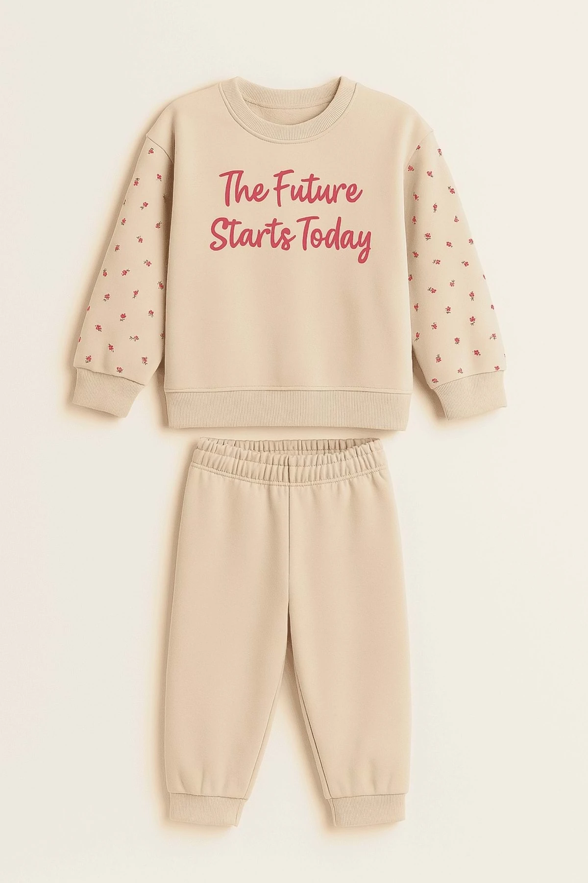 Önü Nakışlı Bebe Yaka Fitilli Taytlı Kız Çocuk Takım