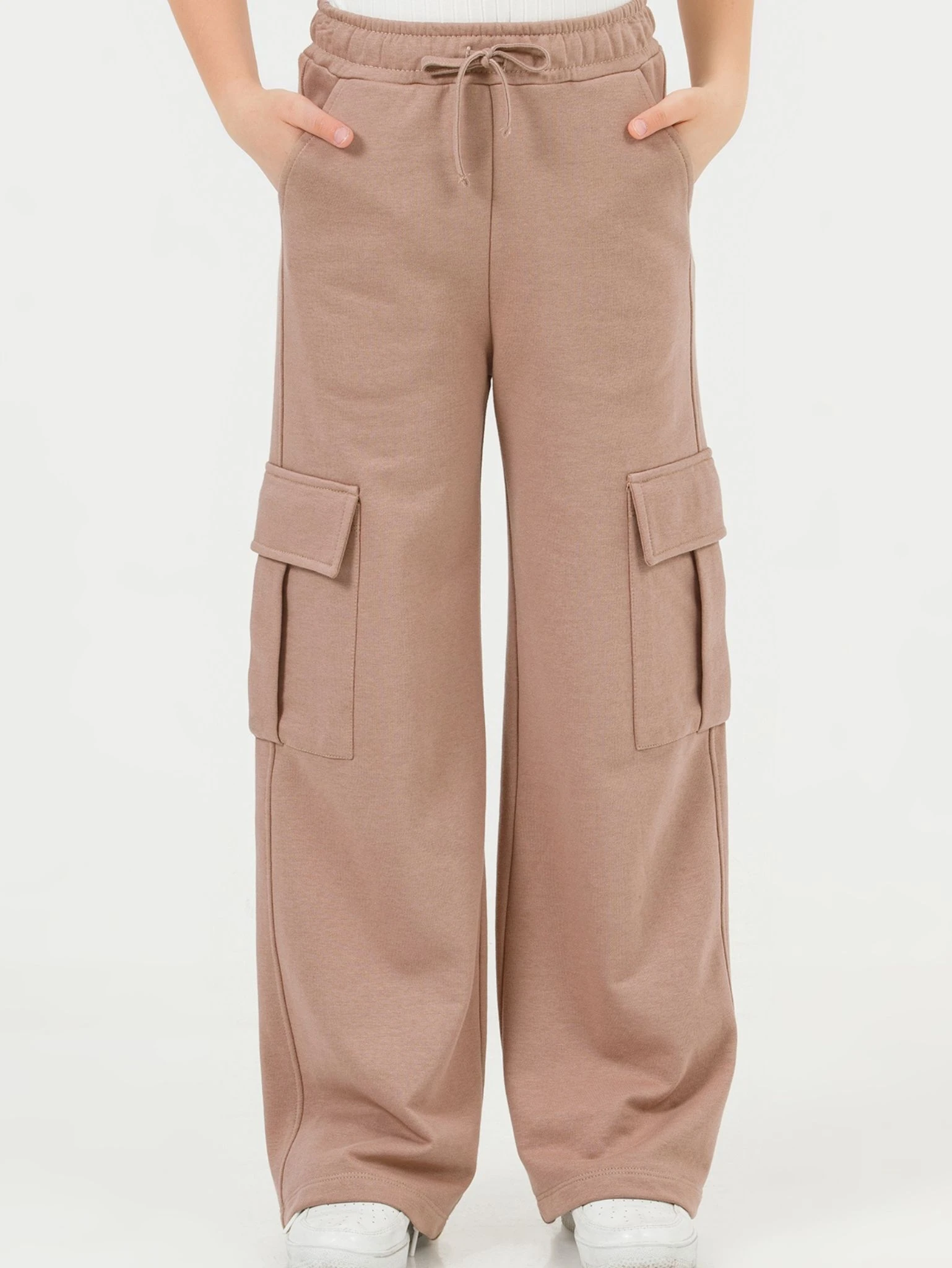 Kız Çocuk Kargo Cepli Bol Paça Belden Sıkmalı Eşofman Alt