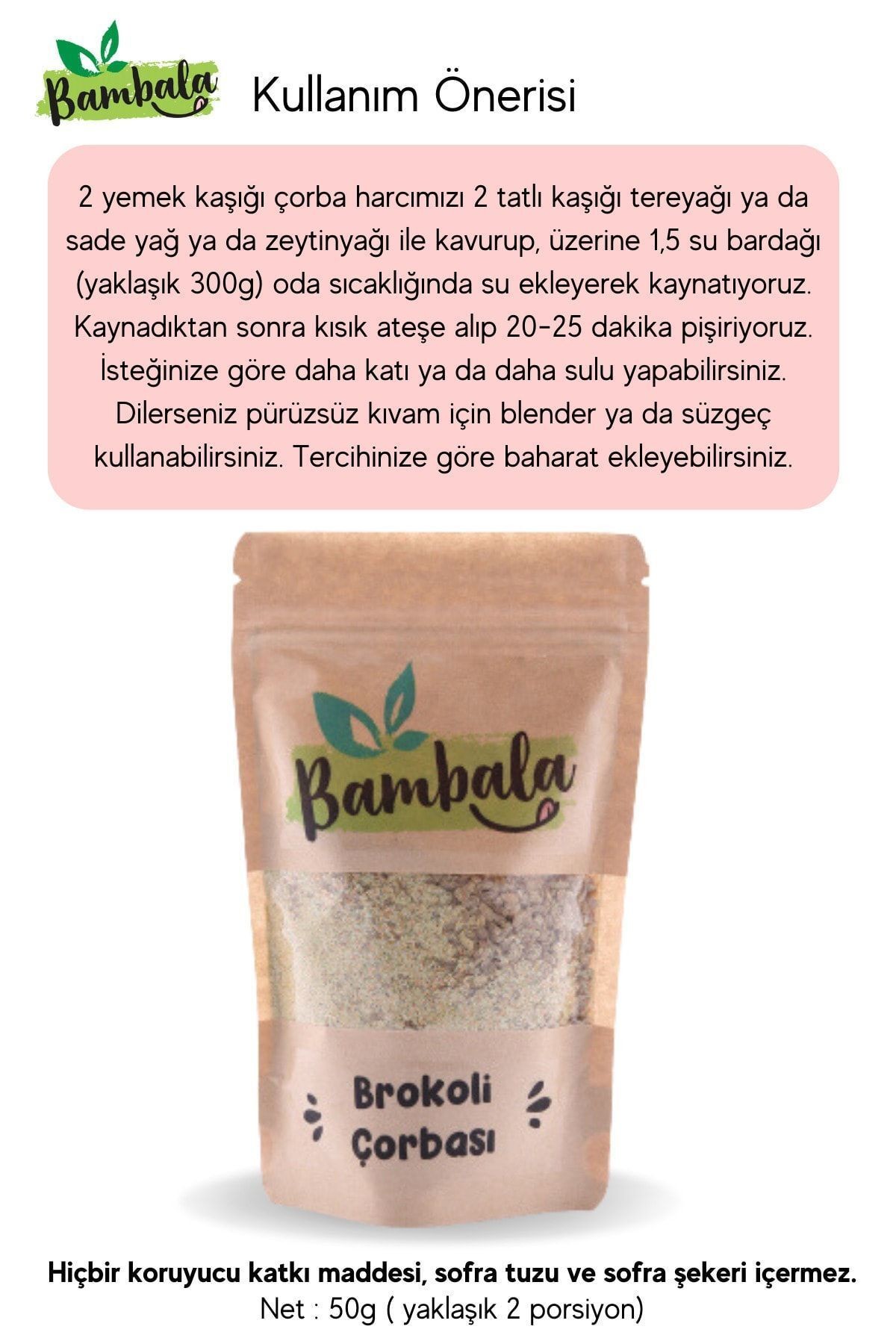 Haftalık 3'lü Çorba Paketi ( 3x50g)Brokoli, Kereviz ve Bezelye çorbası-Katkısız