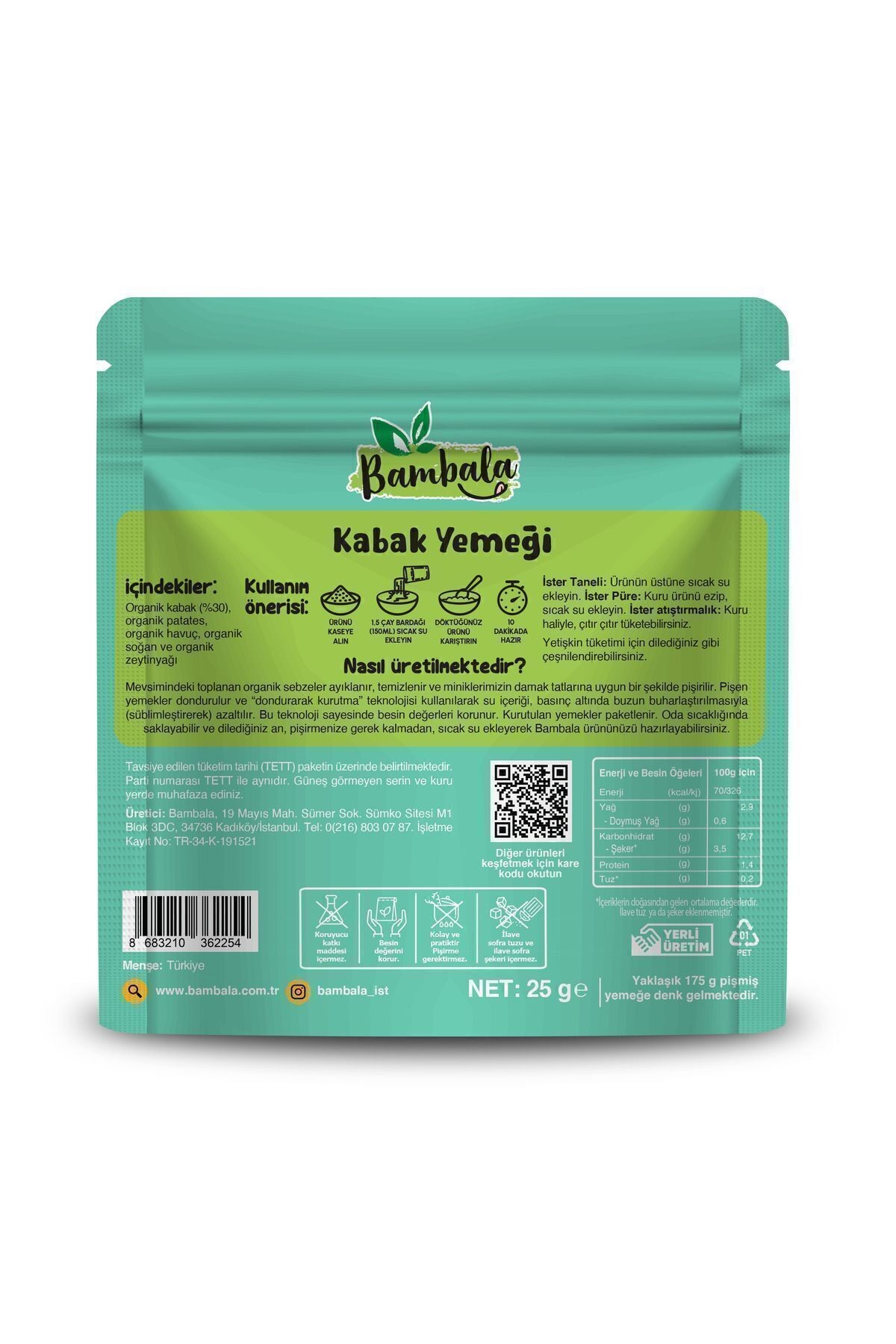 10 Dakika Organik Kabak Yemeği 25g