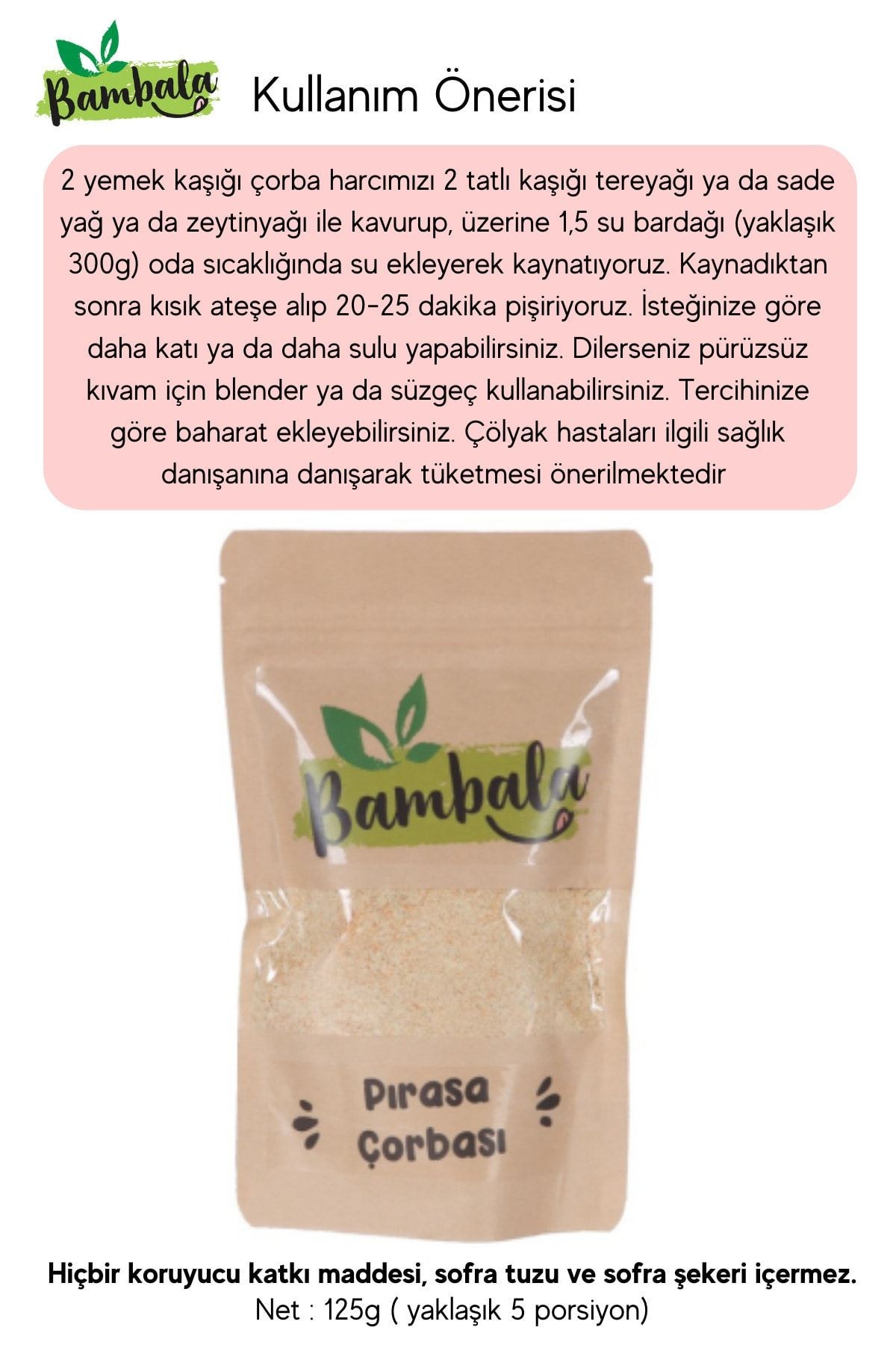 4'lü Çorba Paketi (Balkabaklı sebze çorbası, Pırasa, Kereviz ve bezelye çorbası) (4x 125g) -Katkısız