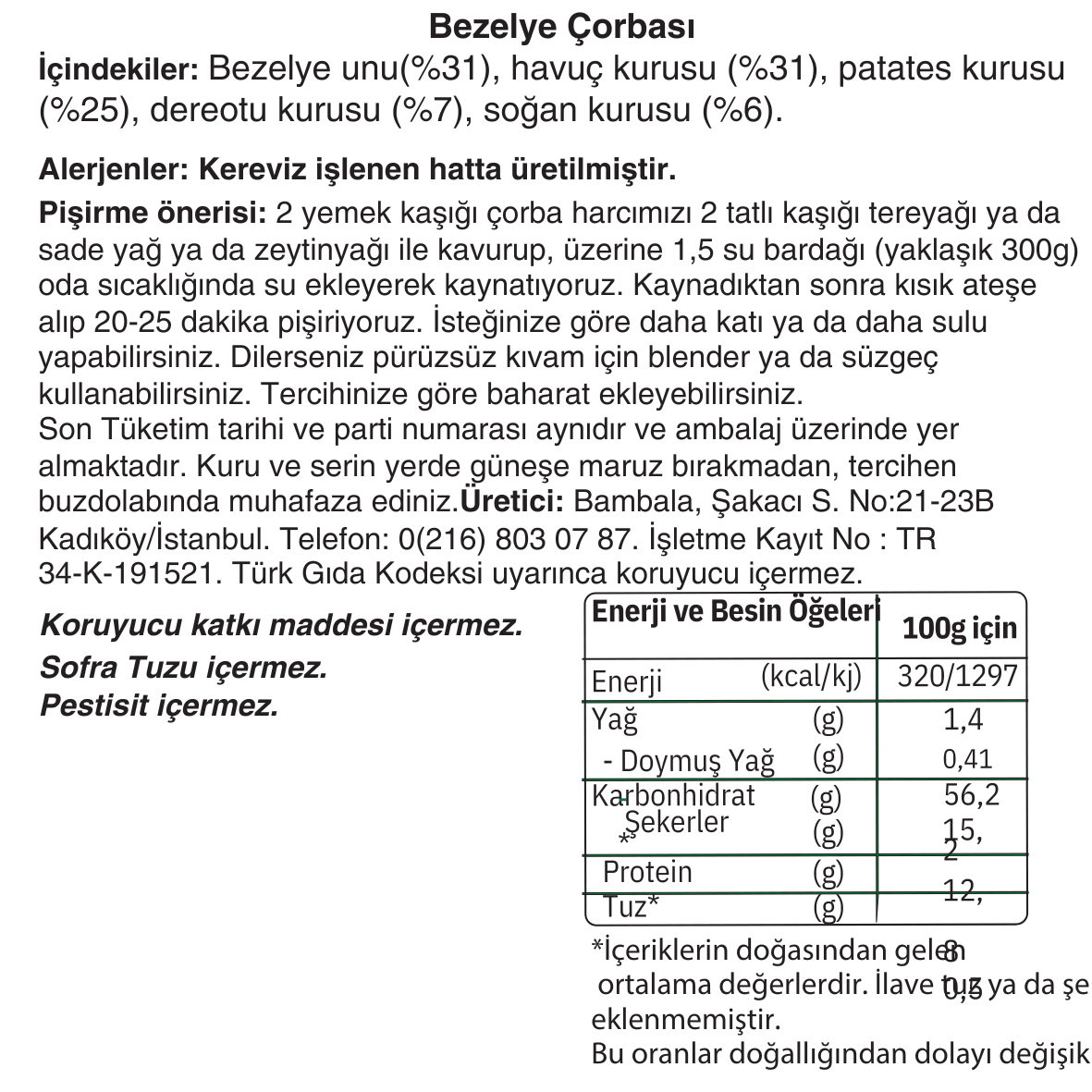 3'lü Bezelye, Kereviz, Balkabağı Çorba Harcı (3x 125g) - Katkısız