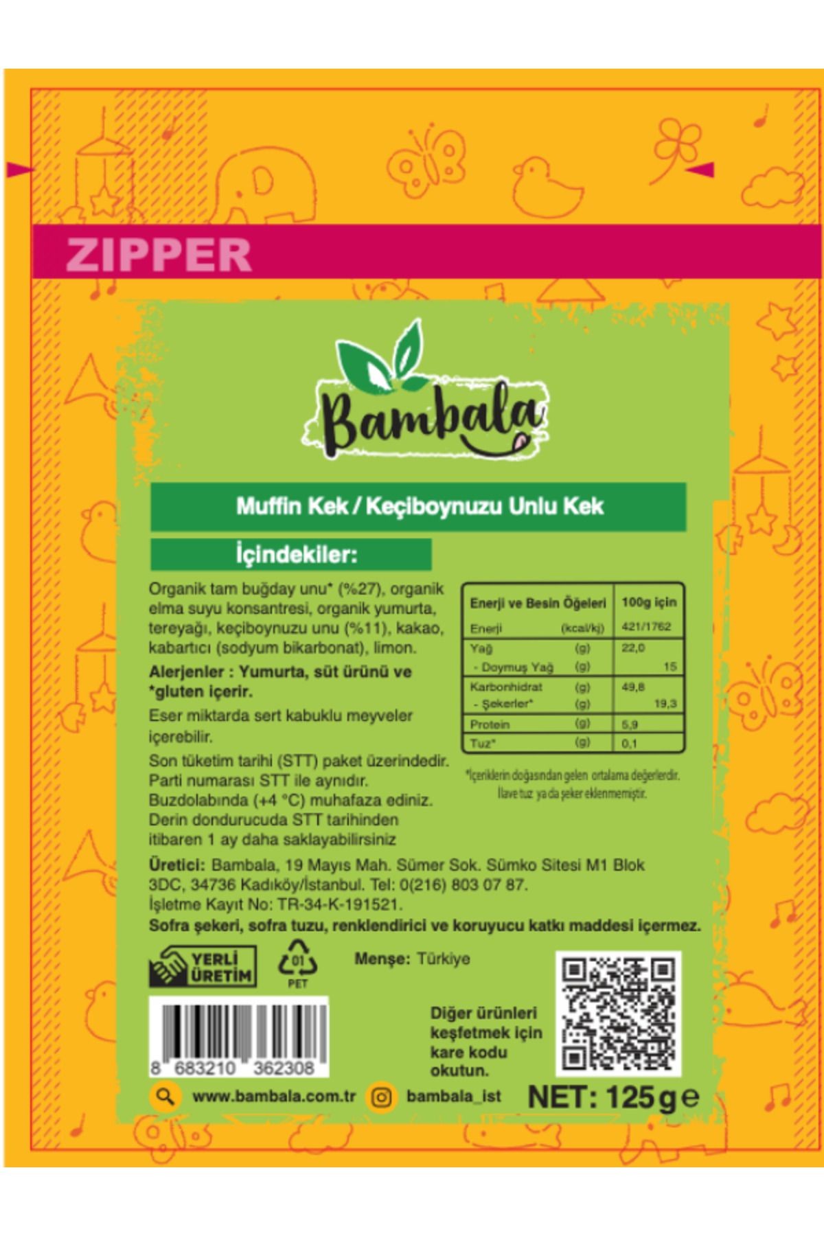 Atıştırmalık Paketi 3x125g (MUFFİN, ZENCEFİLLİ TARÇINLI KURABİYE, TAM BUĞDAY POĞAÇA)