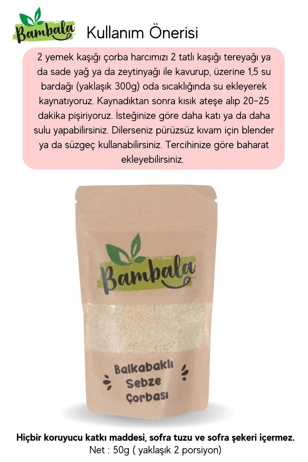 Haftalık 3'lü Çorba Paketi ( 3x50g) Pancar, Ispanak, Balkabaklı sebze Çorbası -Katkısız