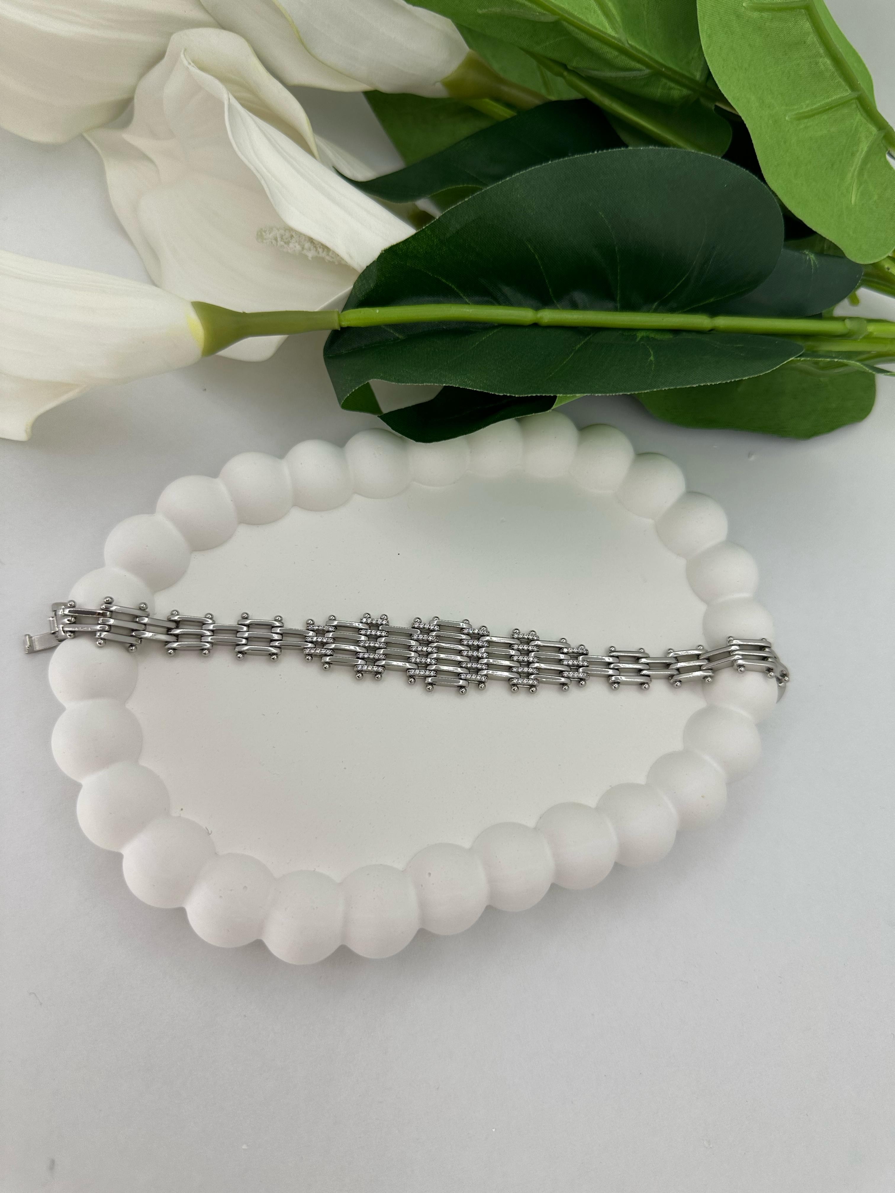 Xuping Gümüş Renk Zirkon Taşlı Çit Model Bileklik
