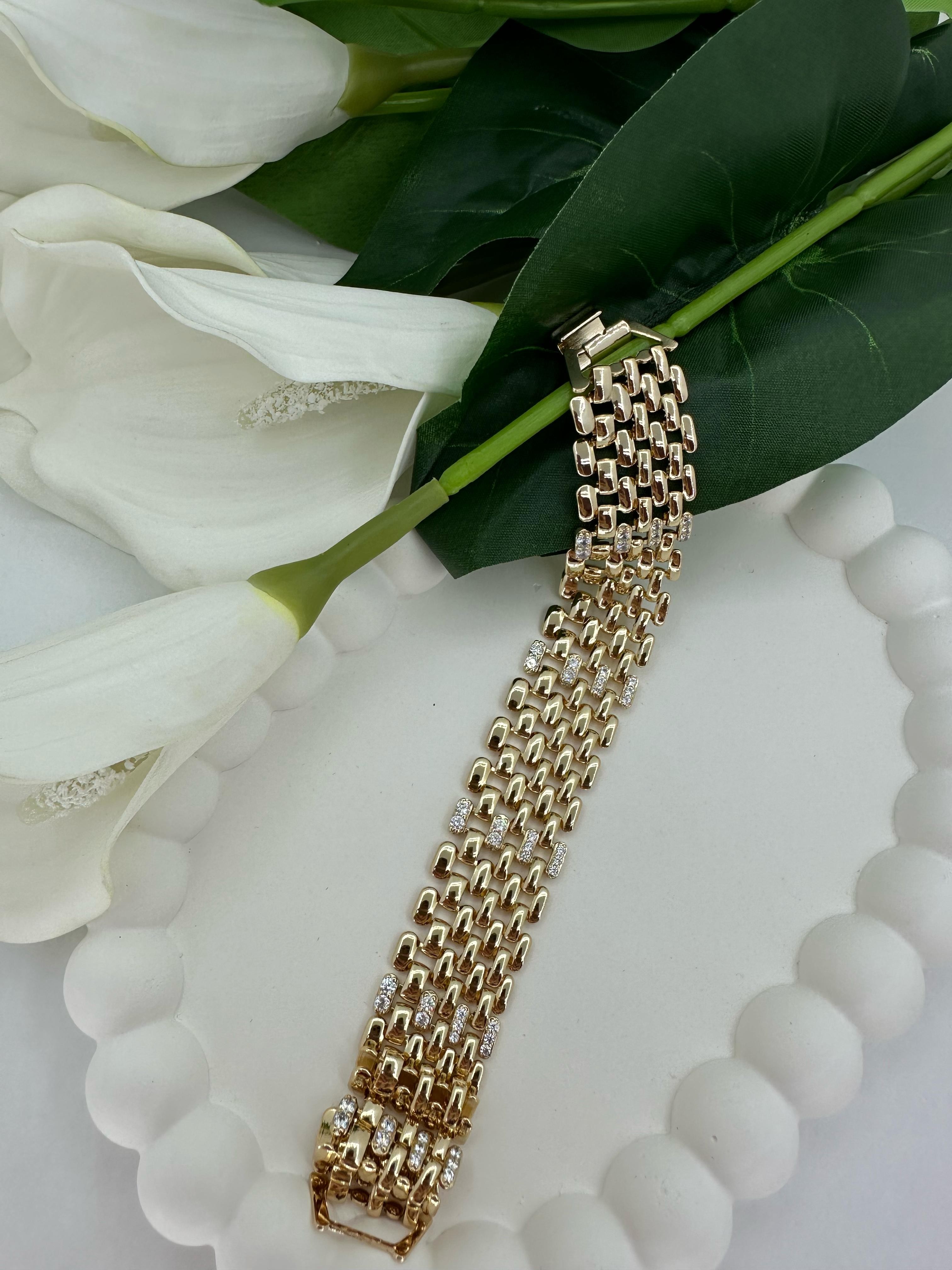 Xupıng Gold Zirkon Taşlı Kordon Model Bileklik