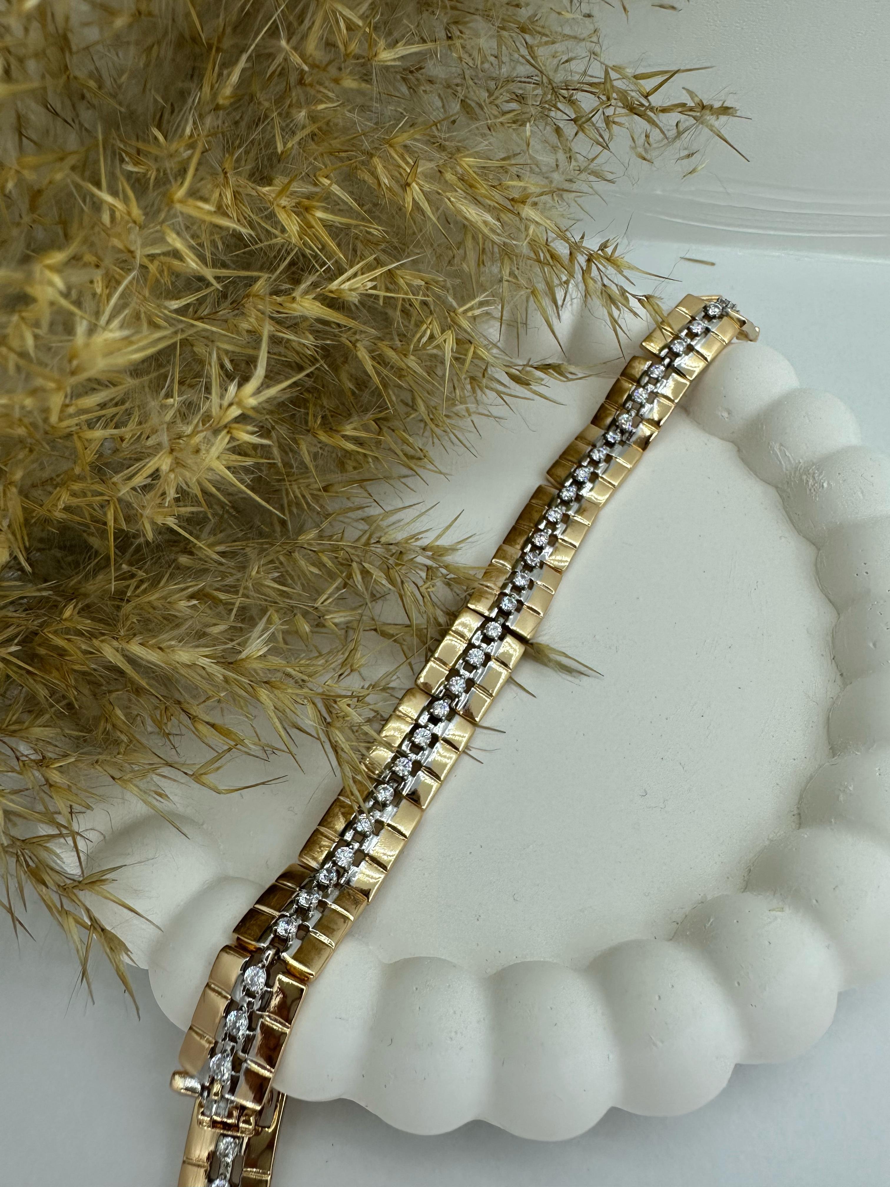  Xupıng Rose Gold Renk Ortası Zirkon Taş Detaylı Bileklik