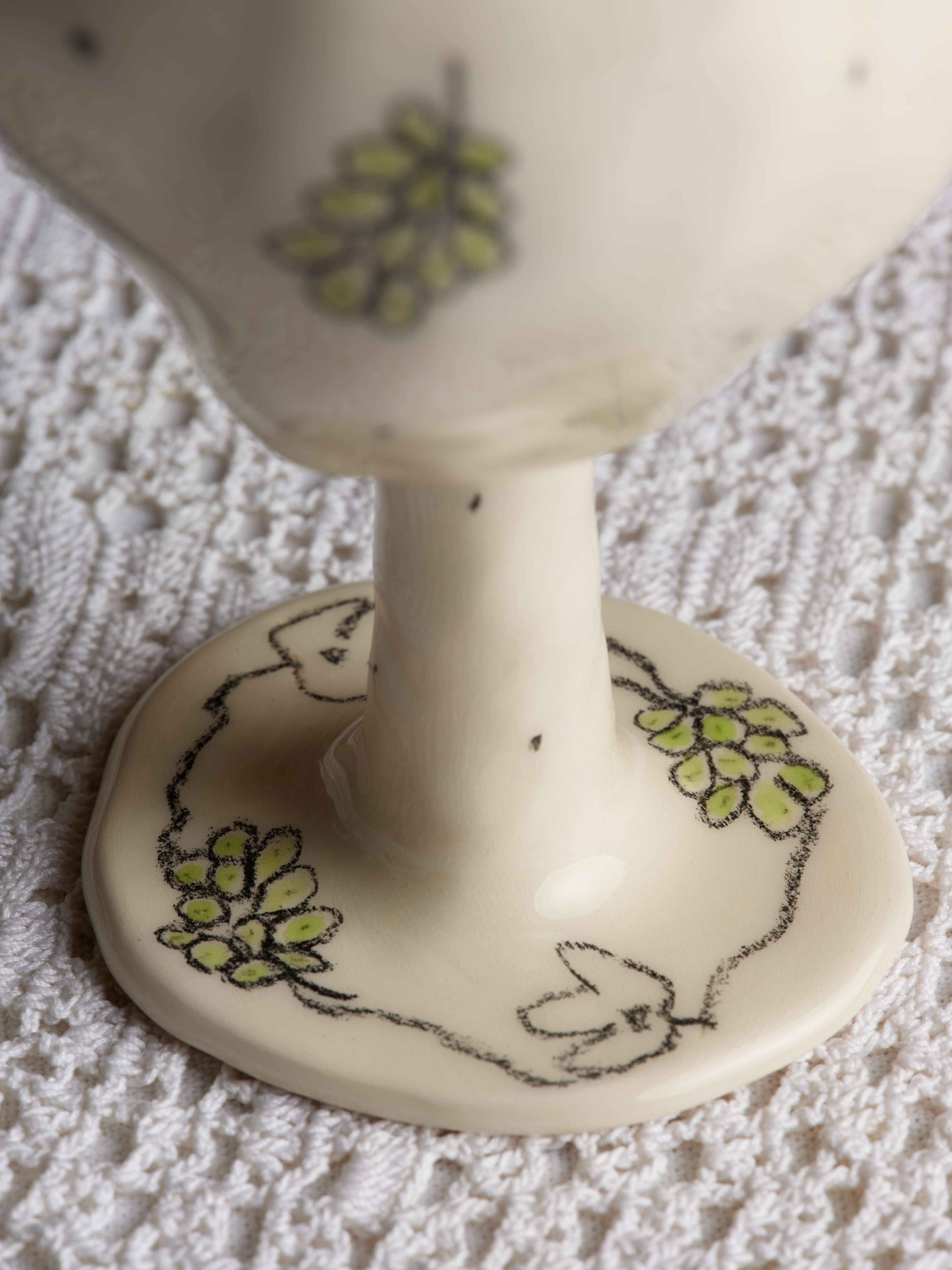 The rose and blue bird wineglass