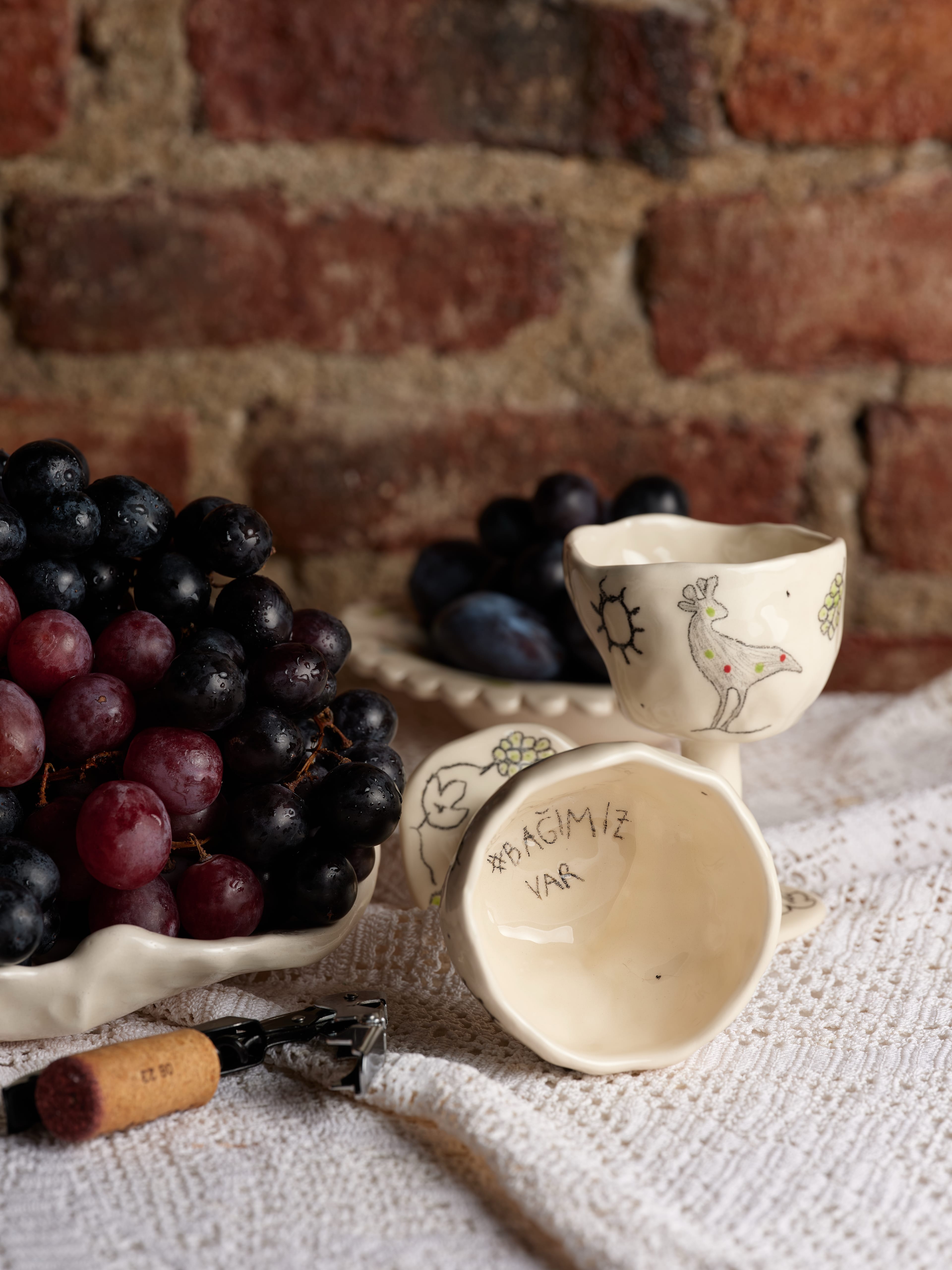 The rose and blue bird wineglass