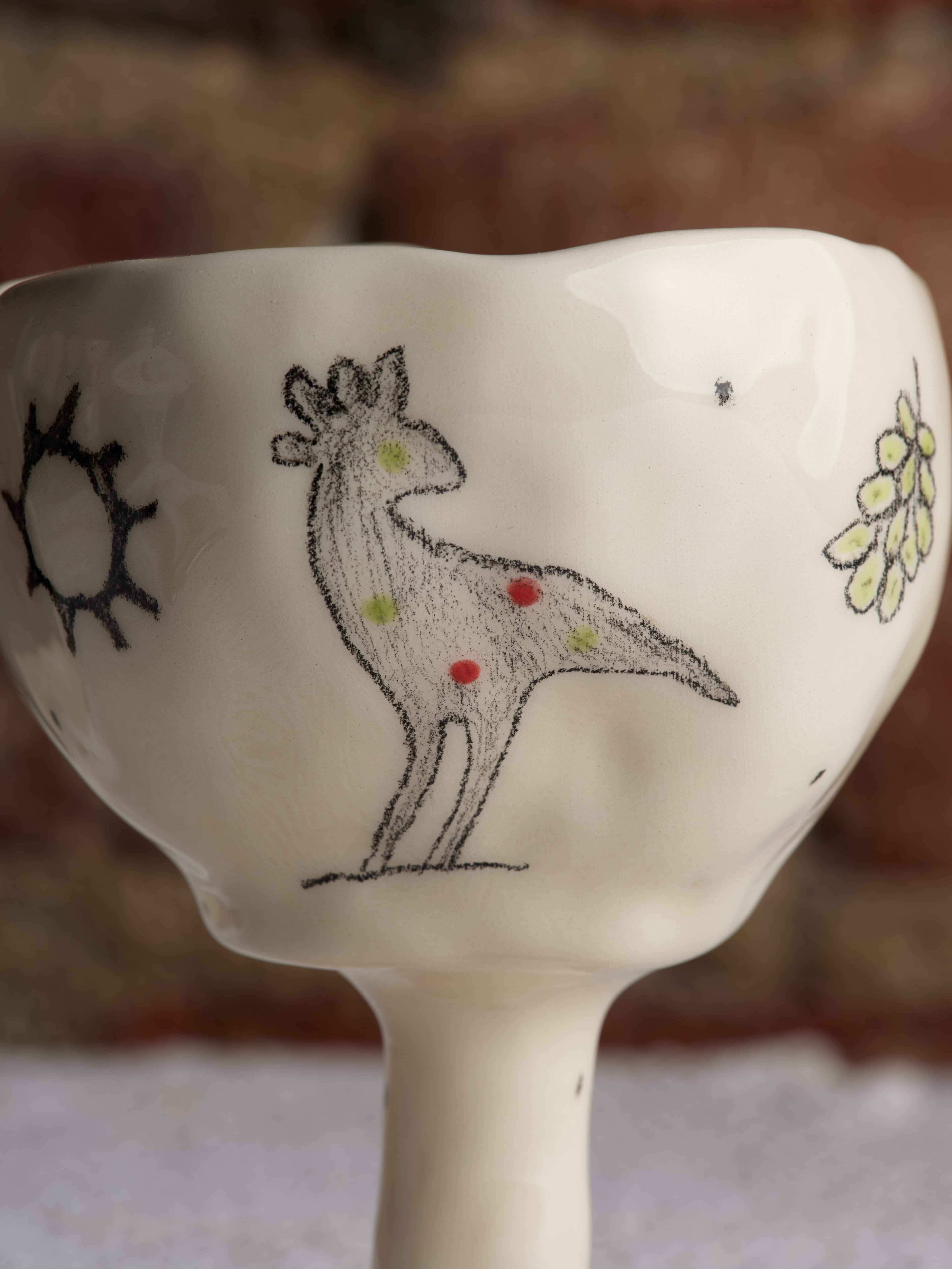The rose and blue bird wineglass