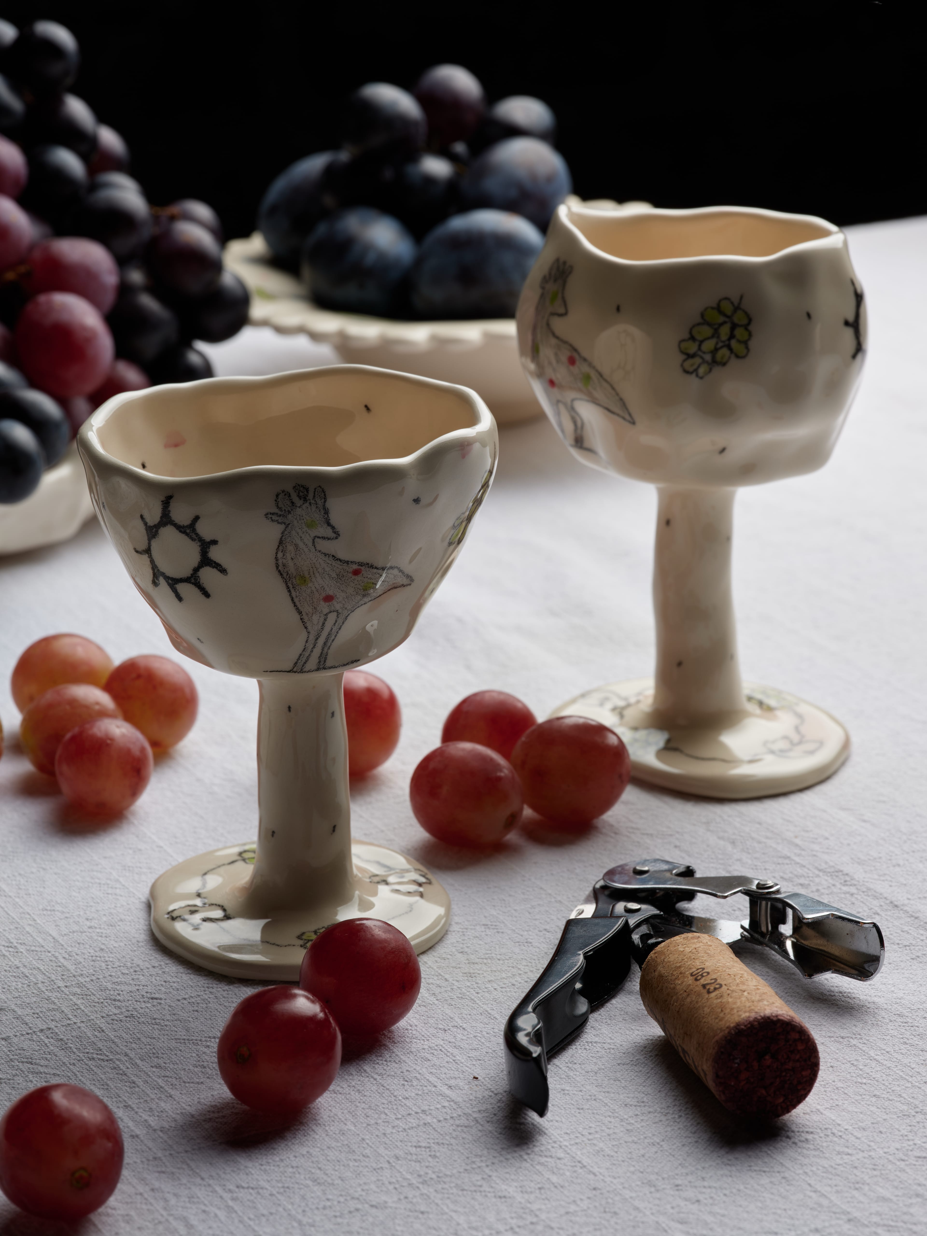 The rose and blue bird wineglass