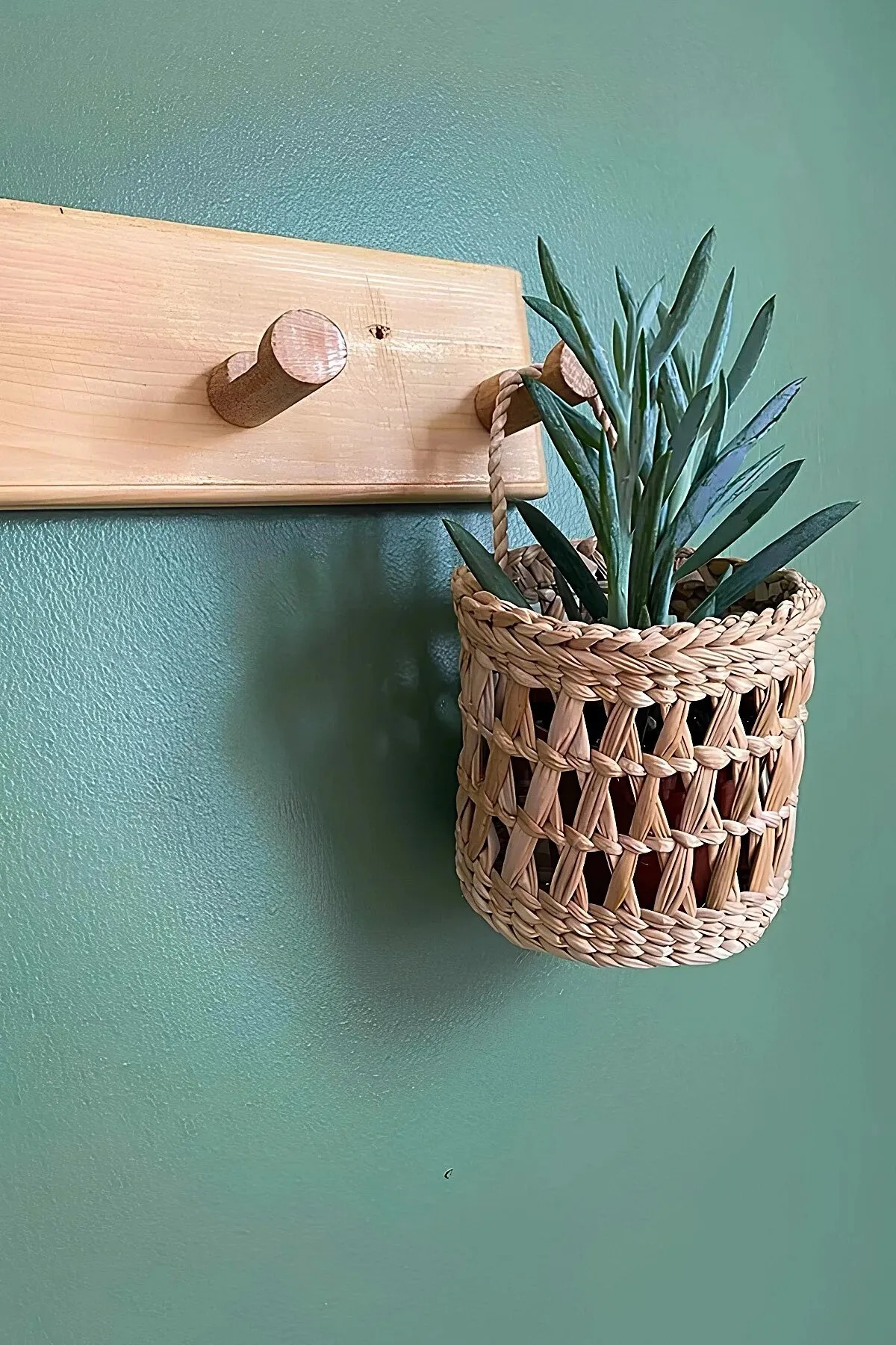 Dekoratif Çok Amaçlı Doğal El Yapımı Hasır Saksı Sepet / 10x10CM