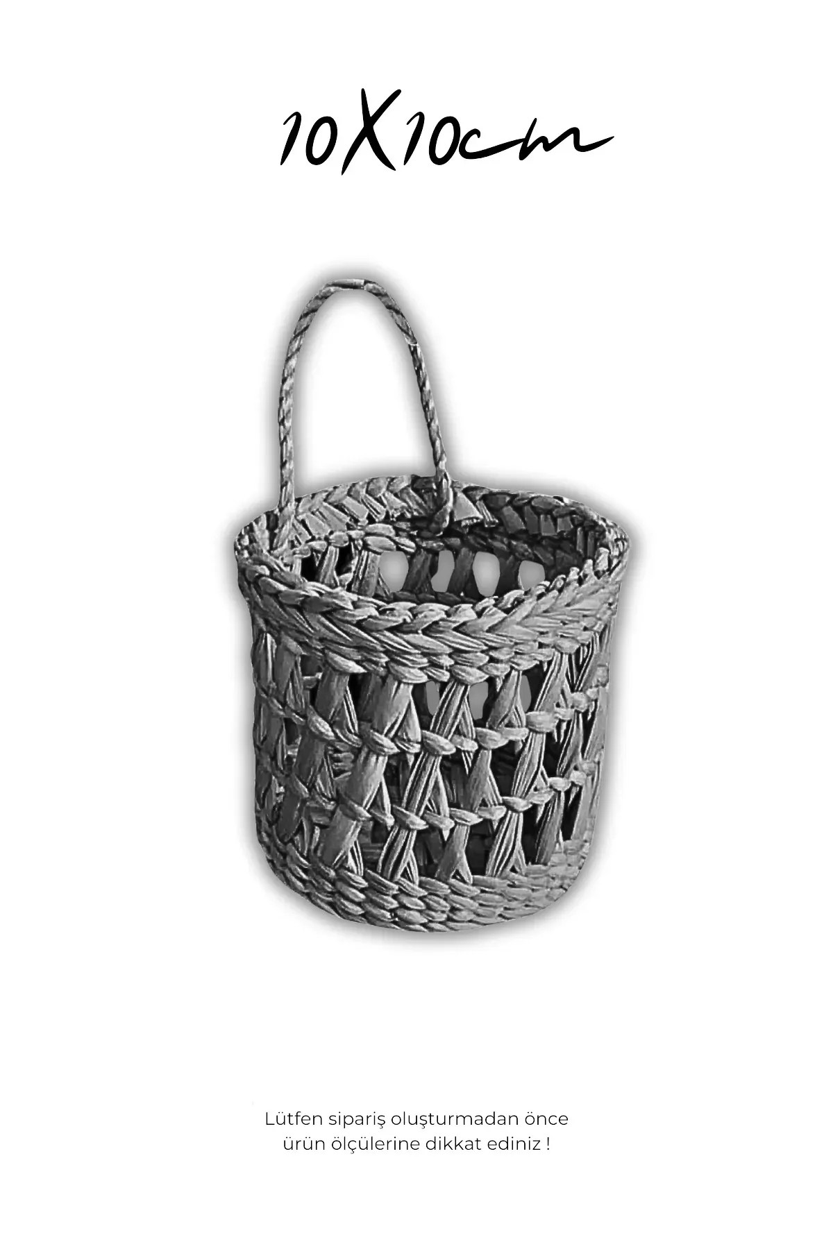 Dekoratif Çok Amaçlı Doğal El Yapımı Hasır Saksı Sepet / 10x10CM