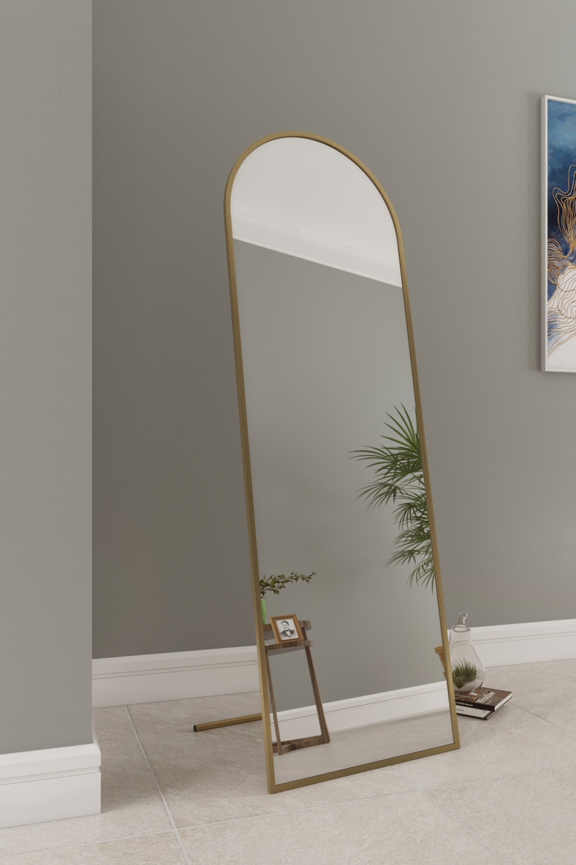 180x60 Gold Oval Ayaklı Ayna 