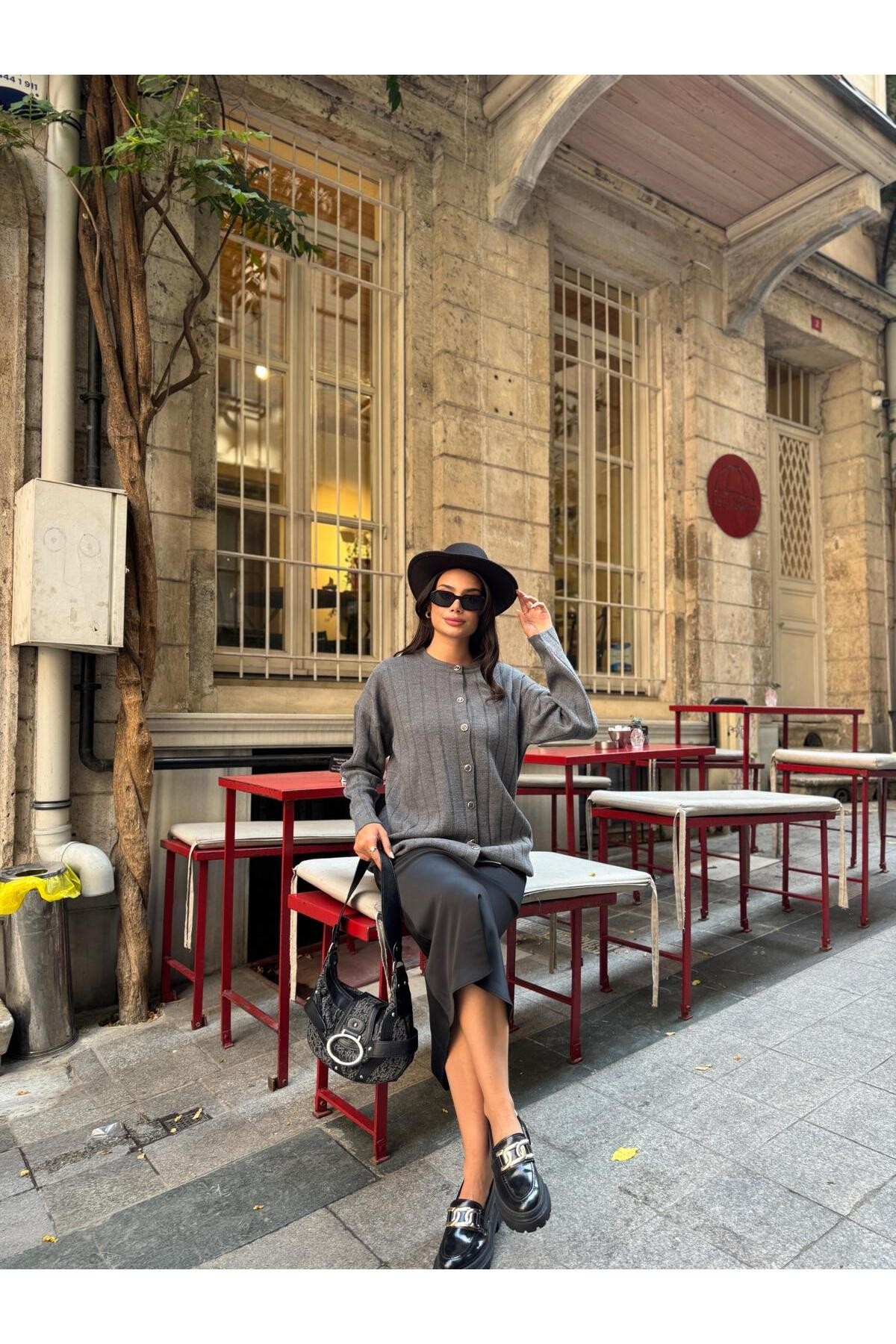 Fitilli Oversize Kadın Triko Hırka