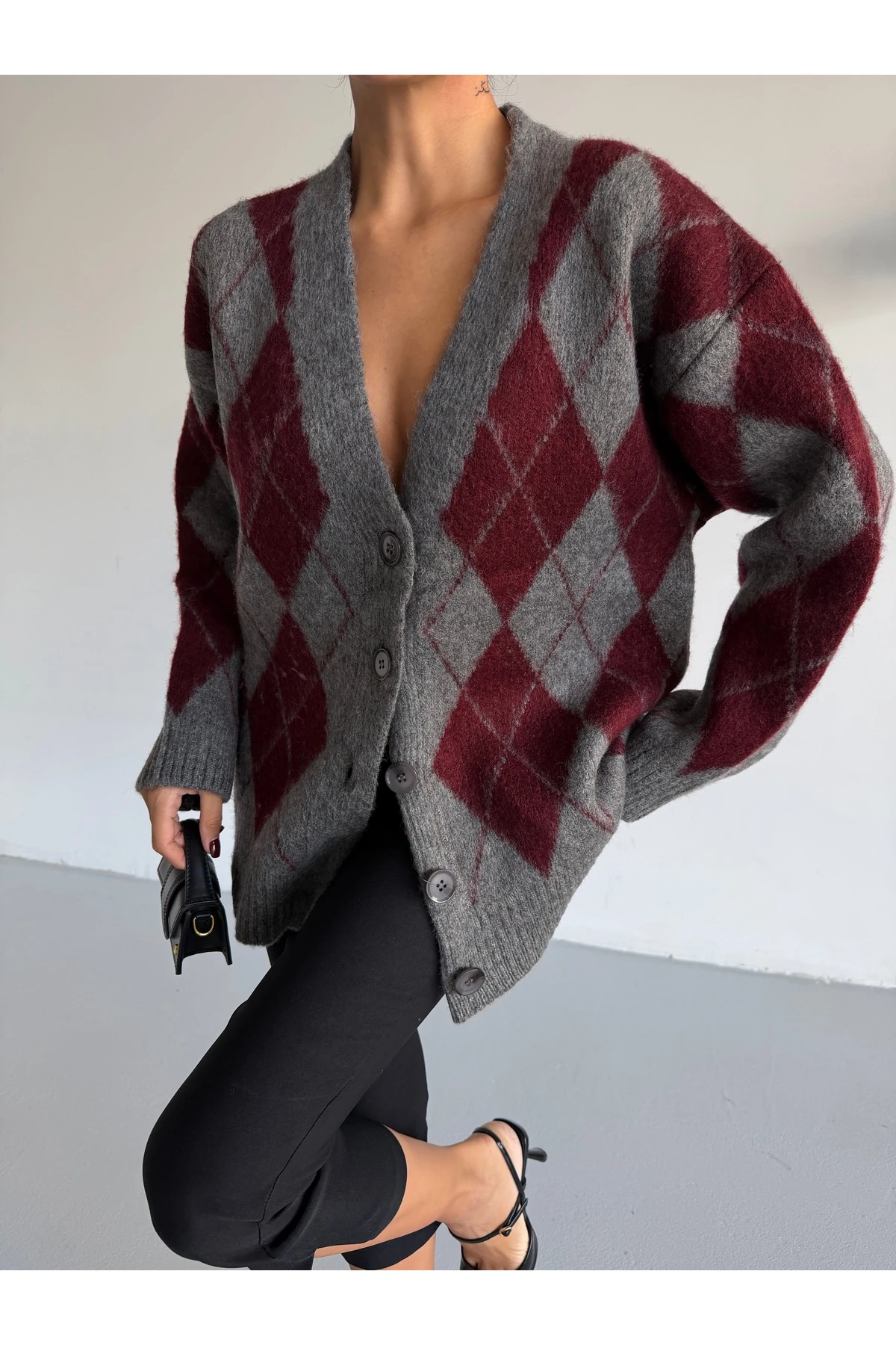 Baklava Desen Yumoş Kadın Triko Hırka