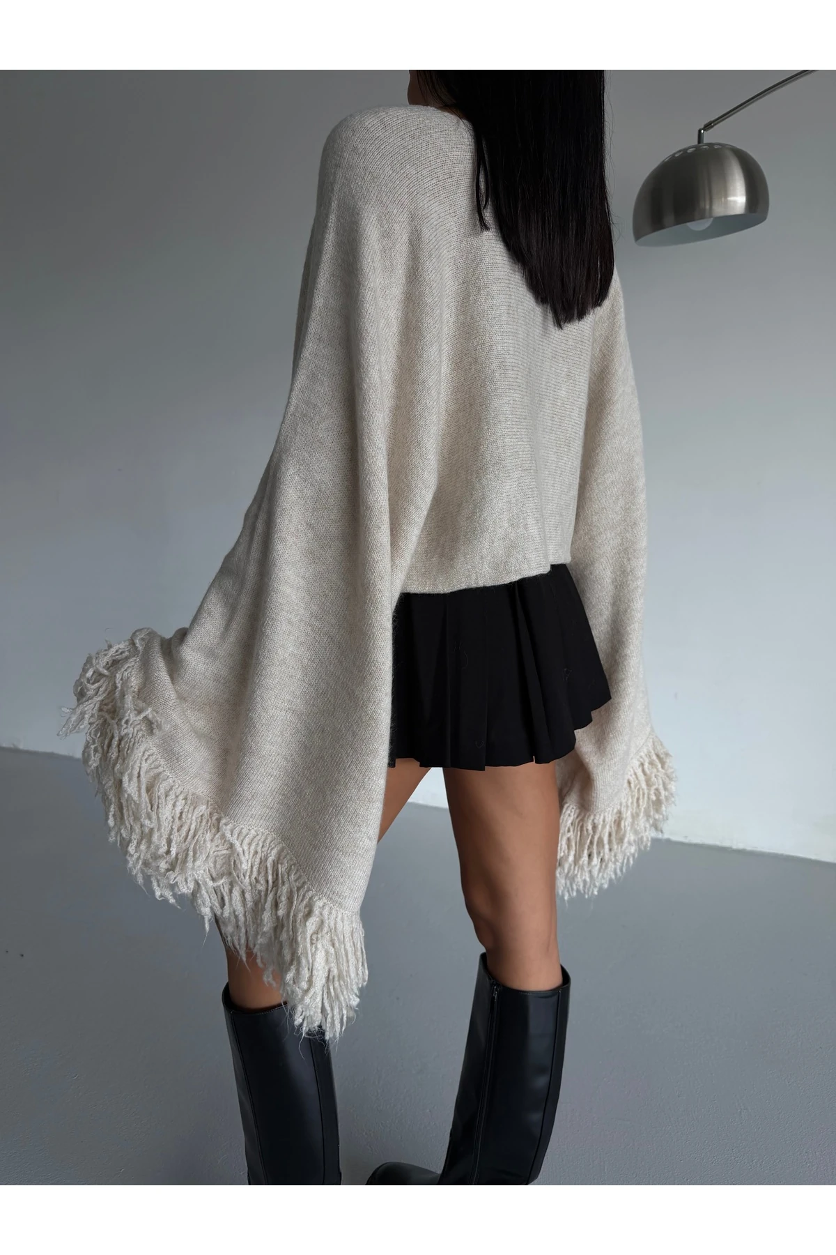 Kolu Püsküllü Crop Kadın Triko