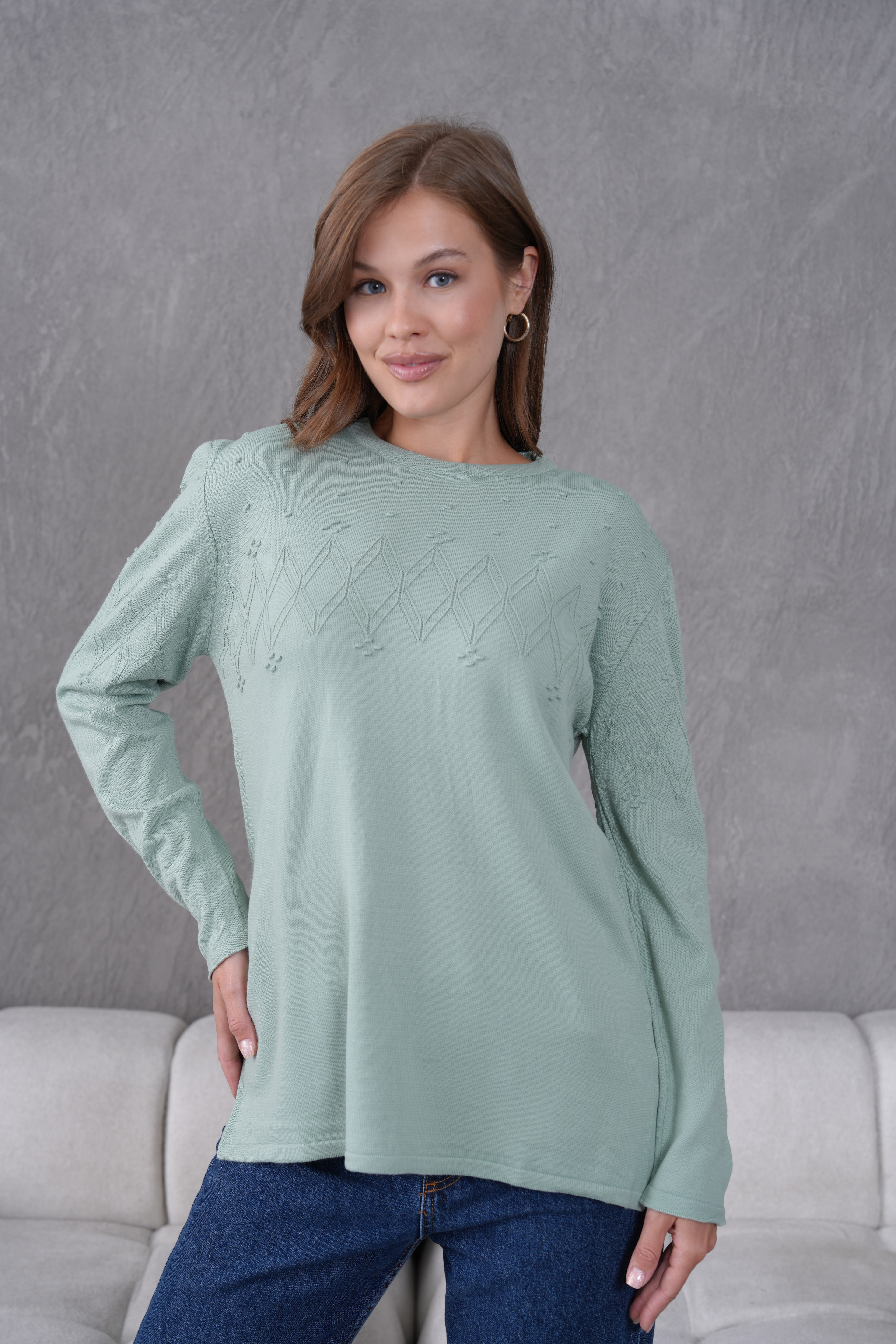 Triko Anne bluz Mevsimlik - mint