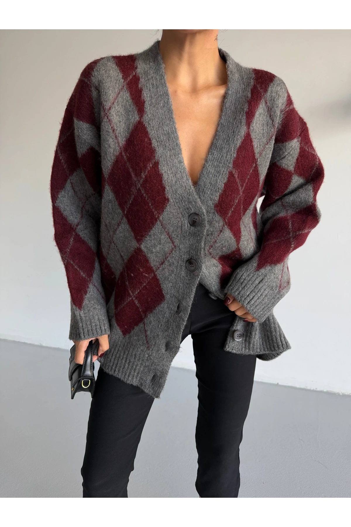 Baklava Desen Yumoş Kadın Triko Hırka