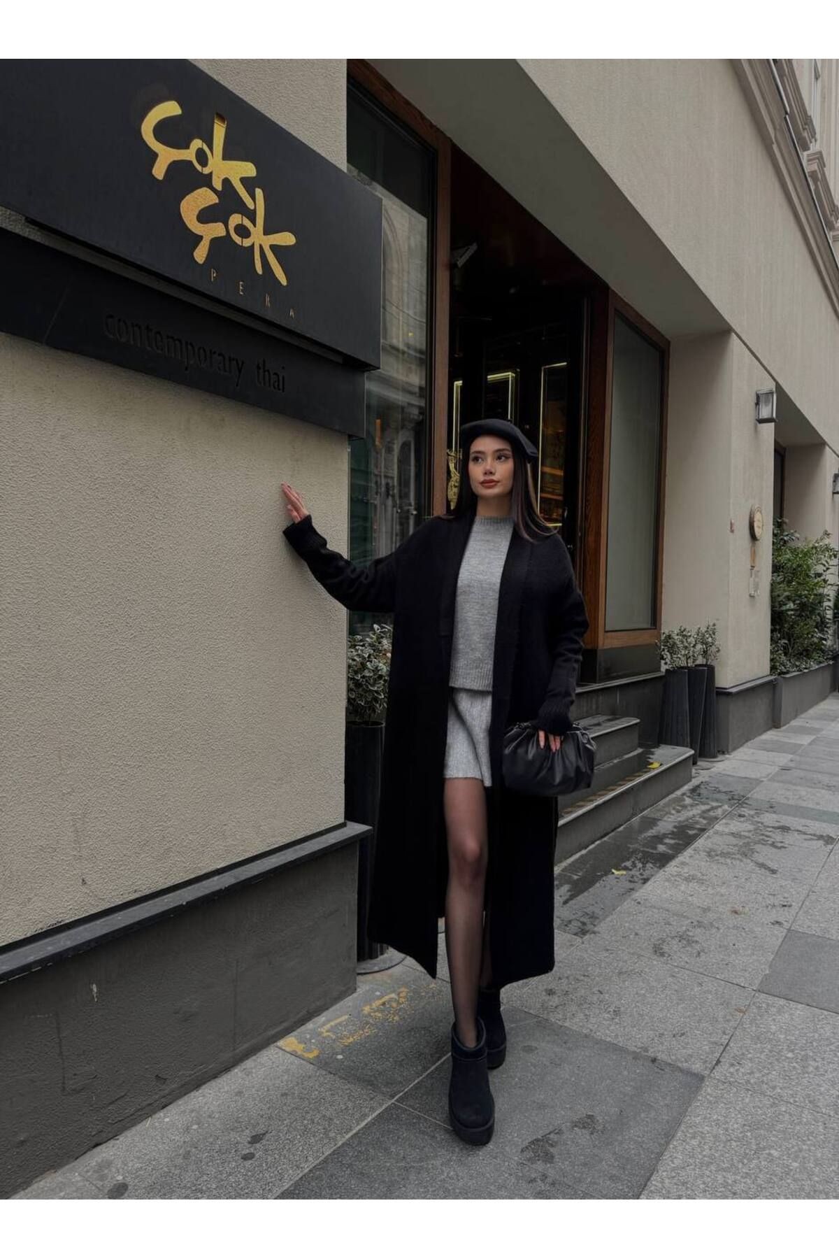 Şal Yaka Yumoş Uzun Triko Hırka