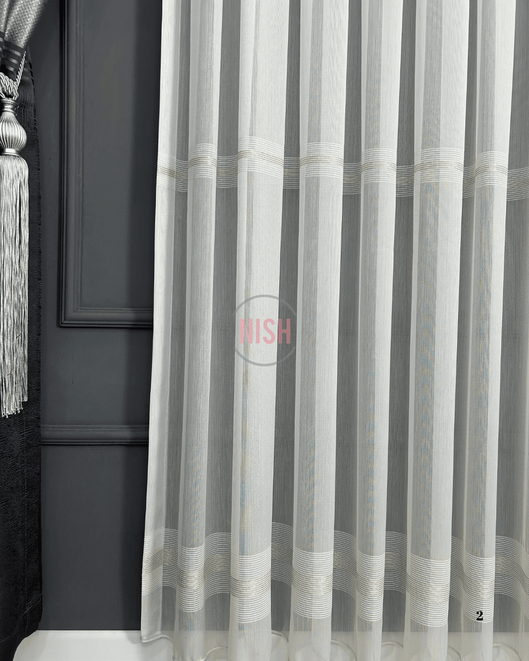 Keten Oscar Gold Desen Tül Perde 1x250 Normal Pile