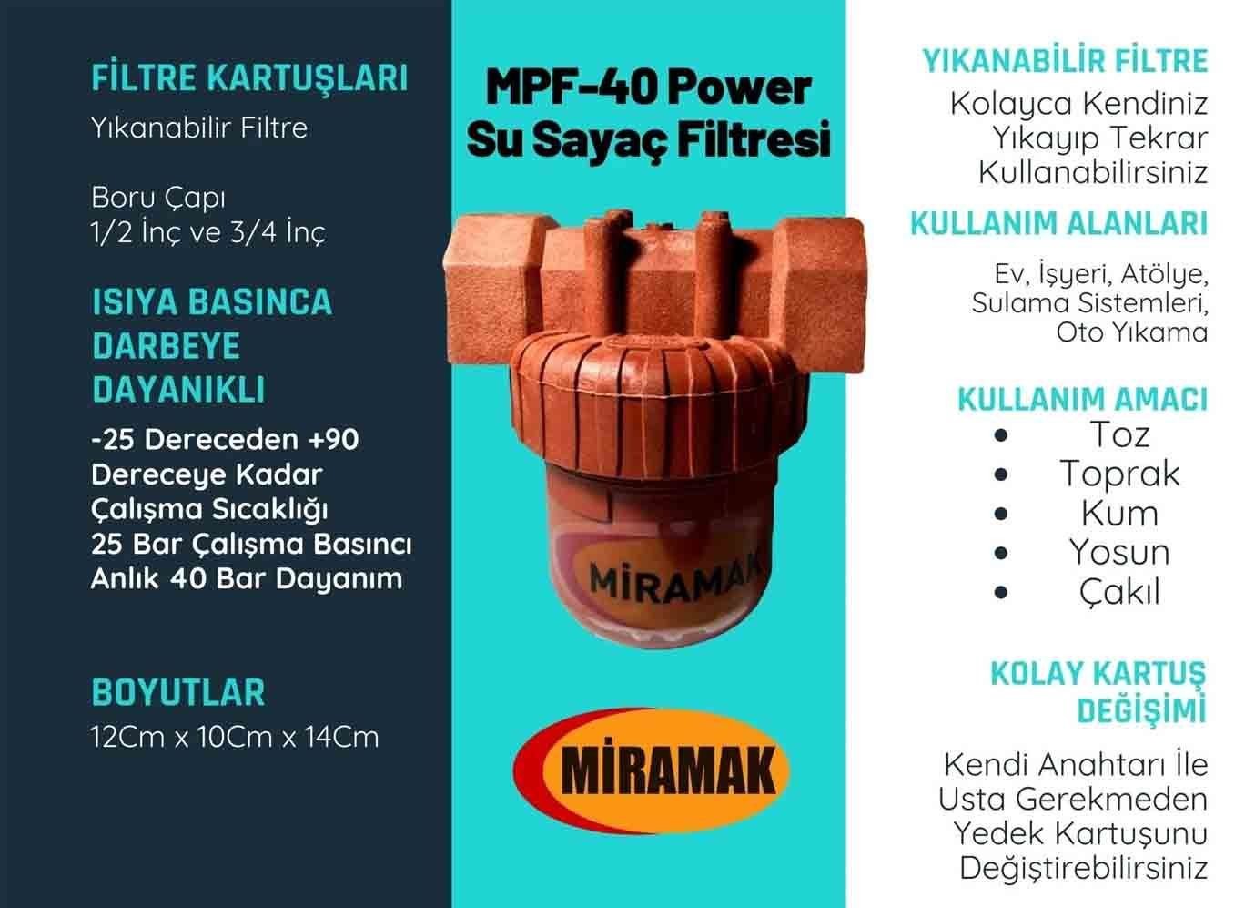 MPF-40 Power Isıya Basınca Dayanıklı Su Sayaç Filtresi