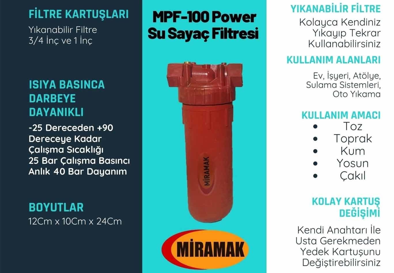 MPF-100 Power Su Filtresi 1''inç