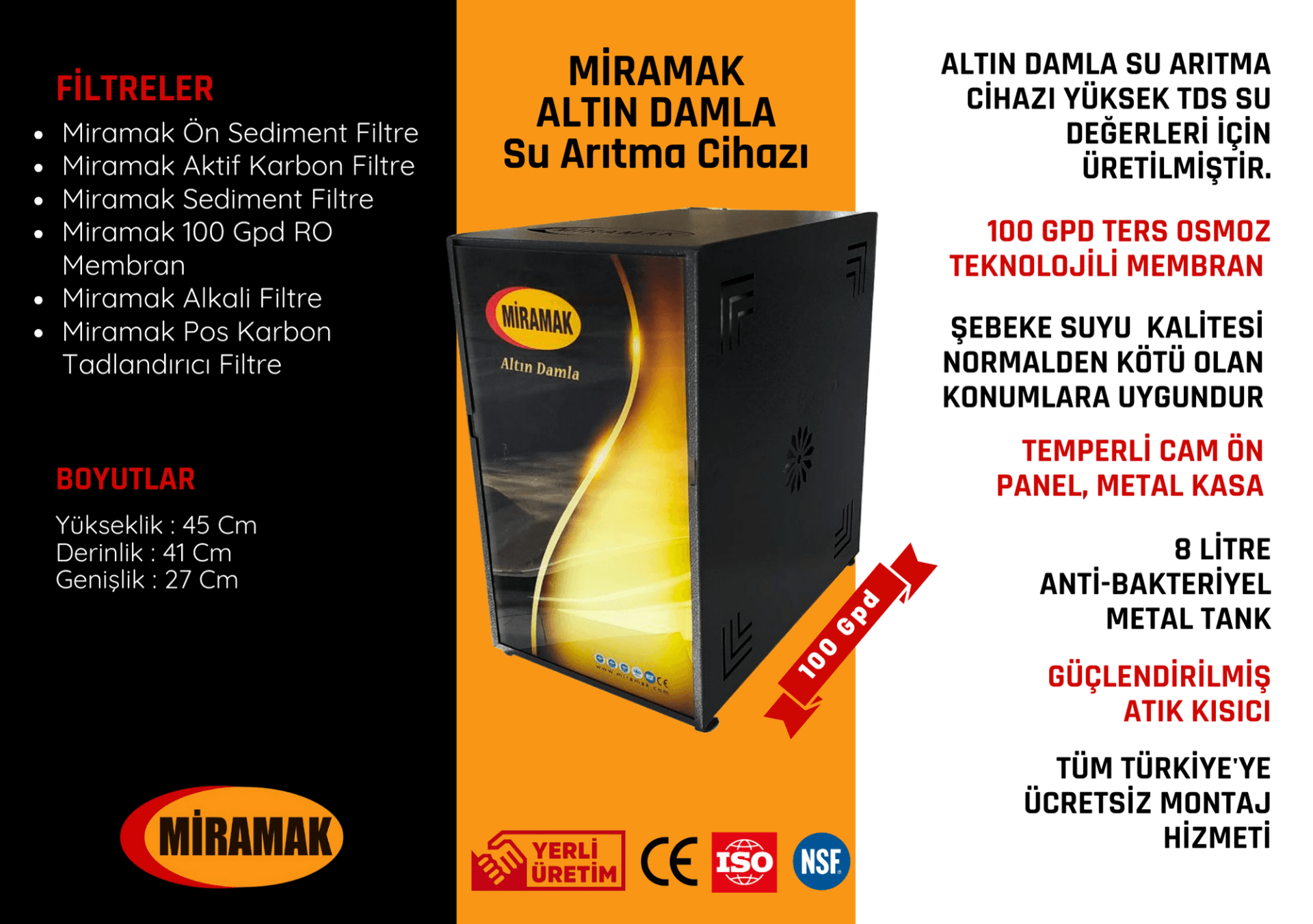 Altın Damla Su Arıtma Cihazı 100Gpd