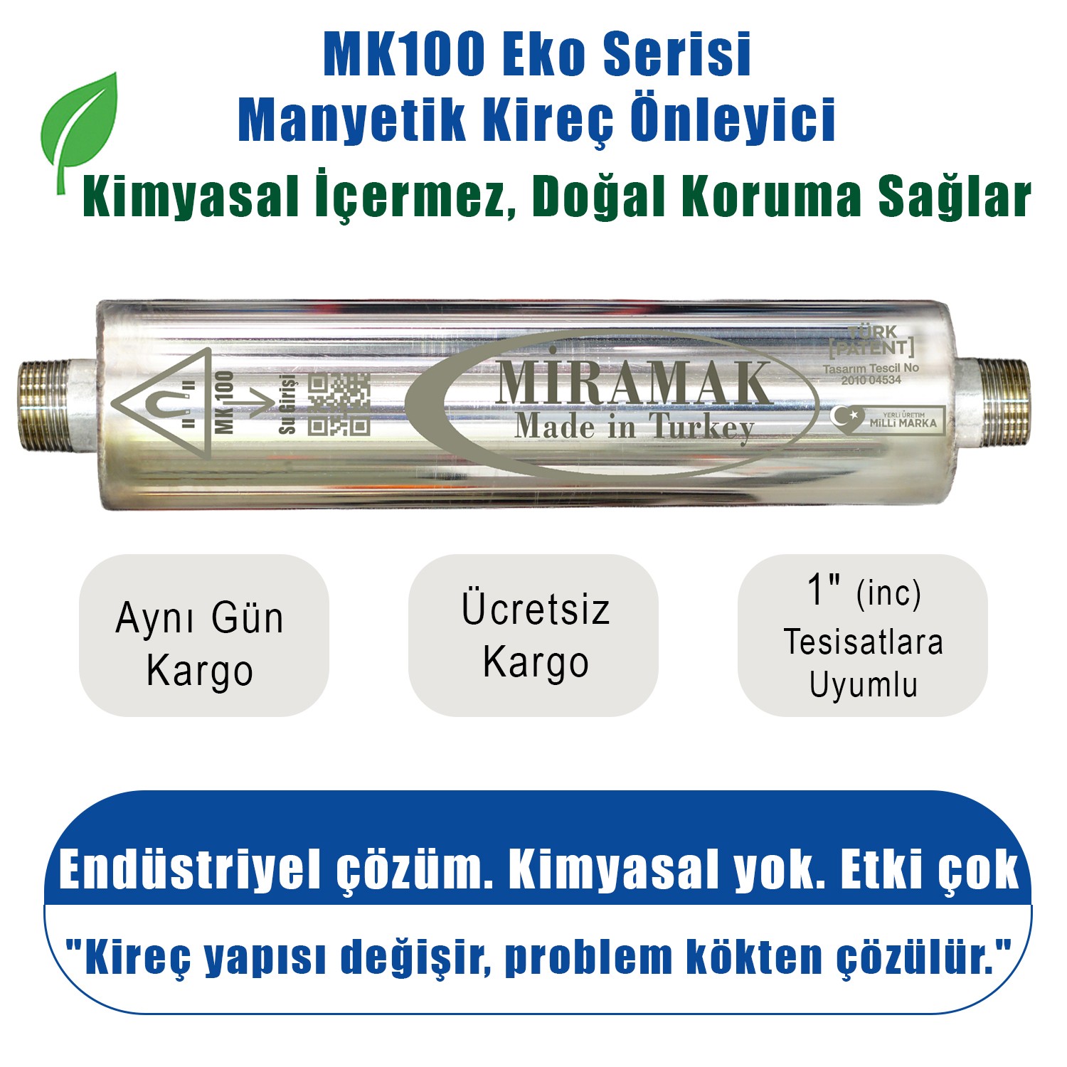MK100 Eko Silindir Serisi Manyetik Kireç Önleyici