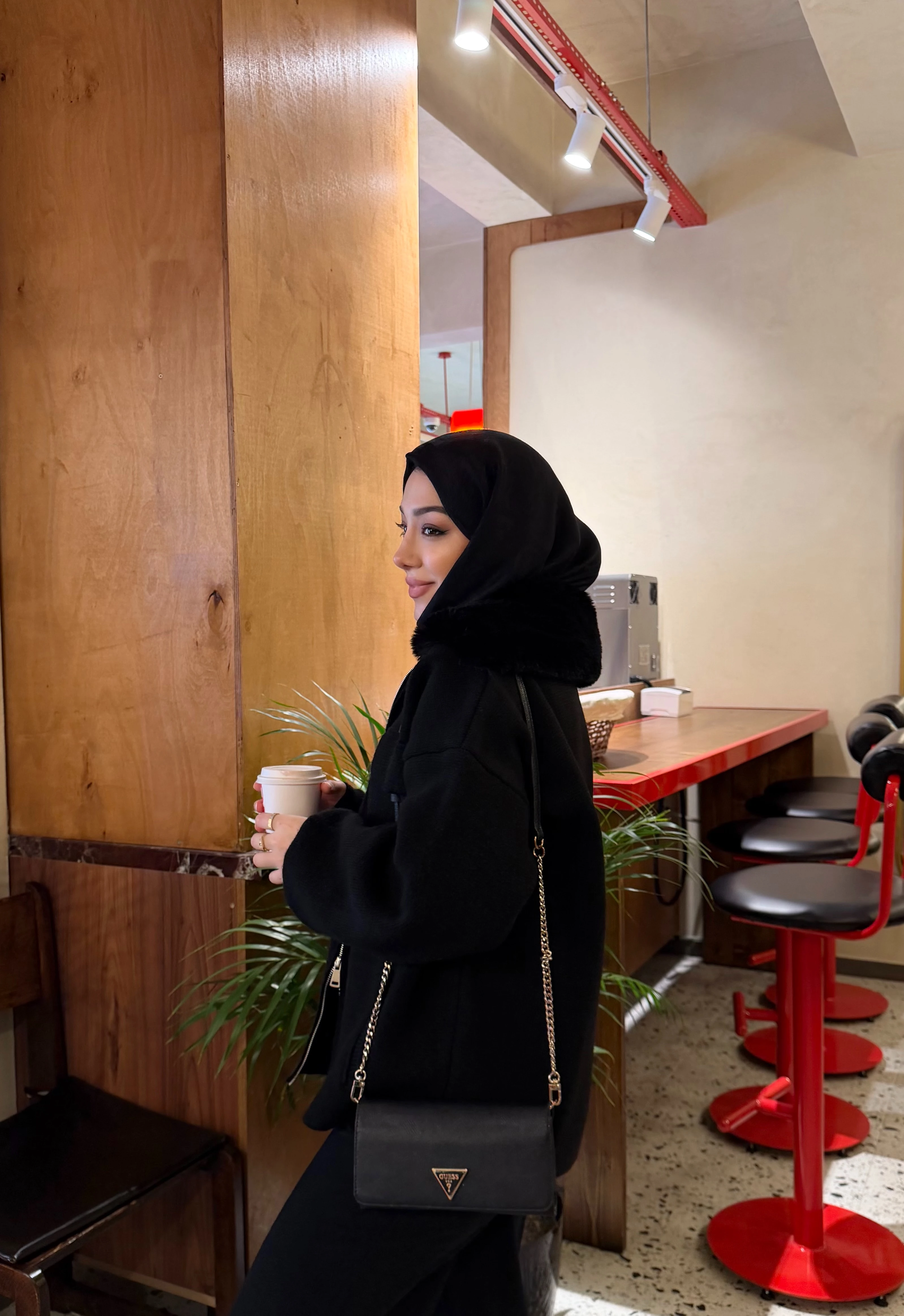 Peluş Yakalı Triko Ceket