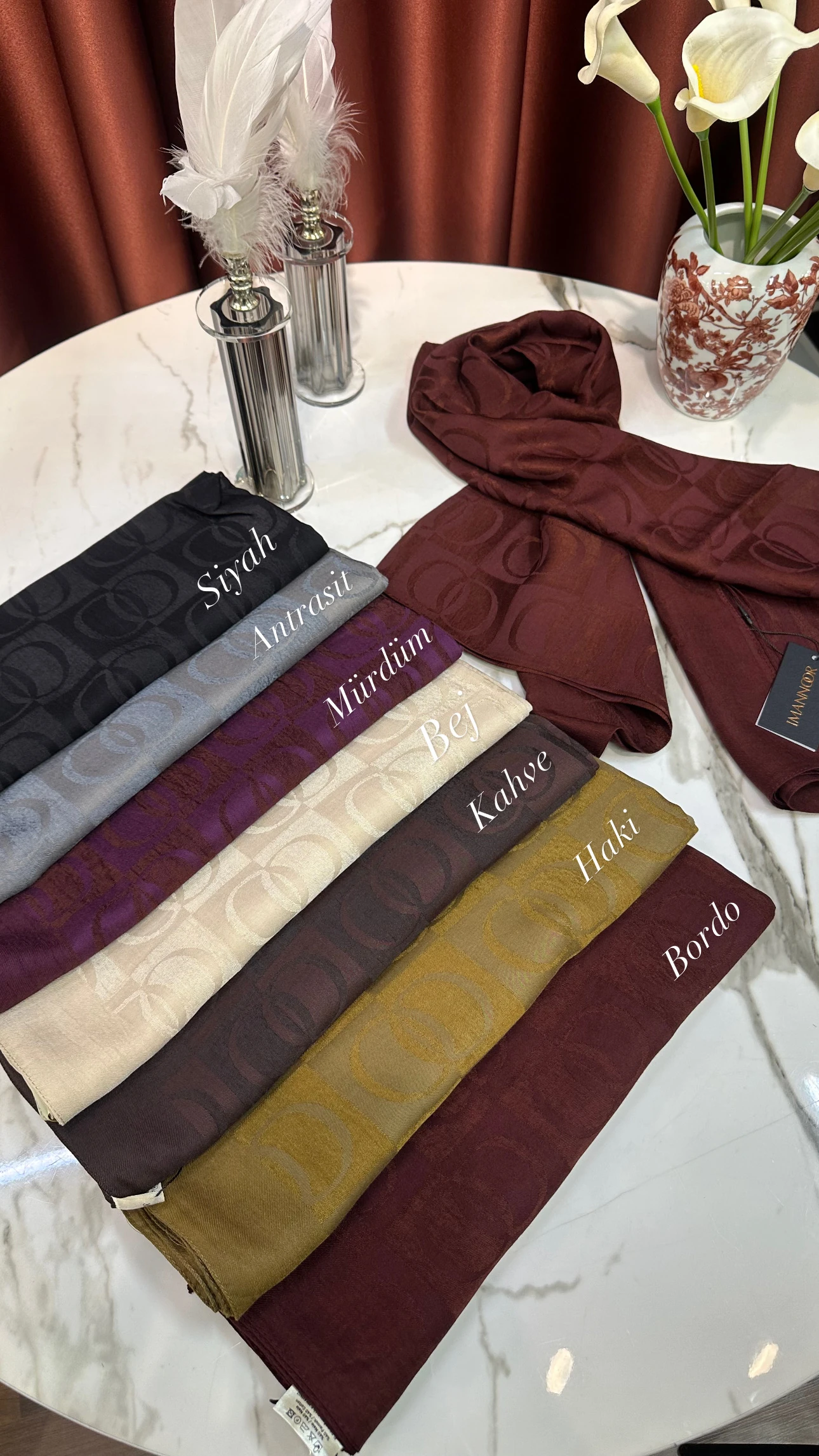 İmannoor Dama Naia Şal - Bordo