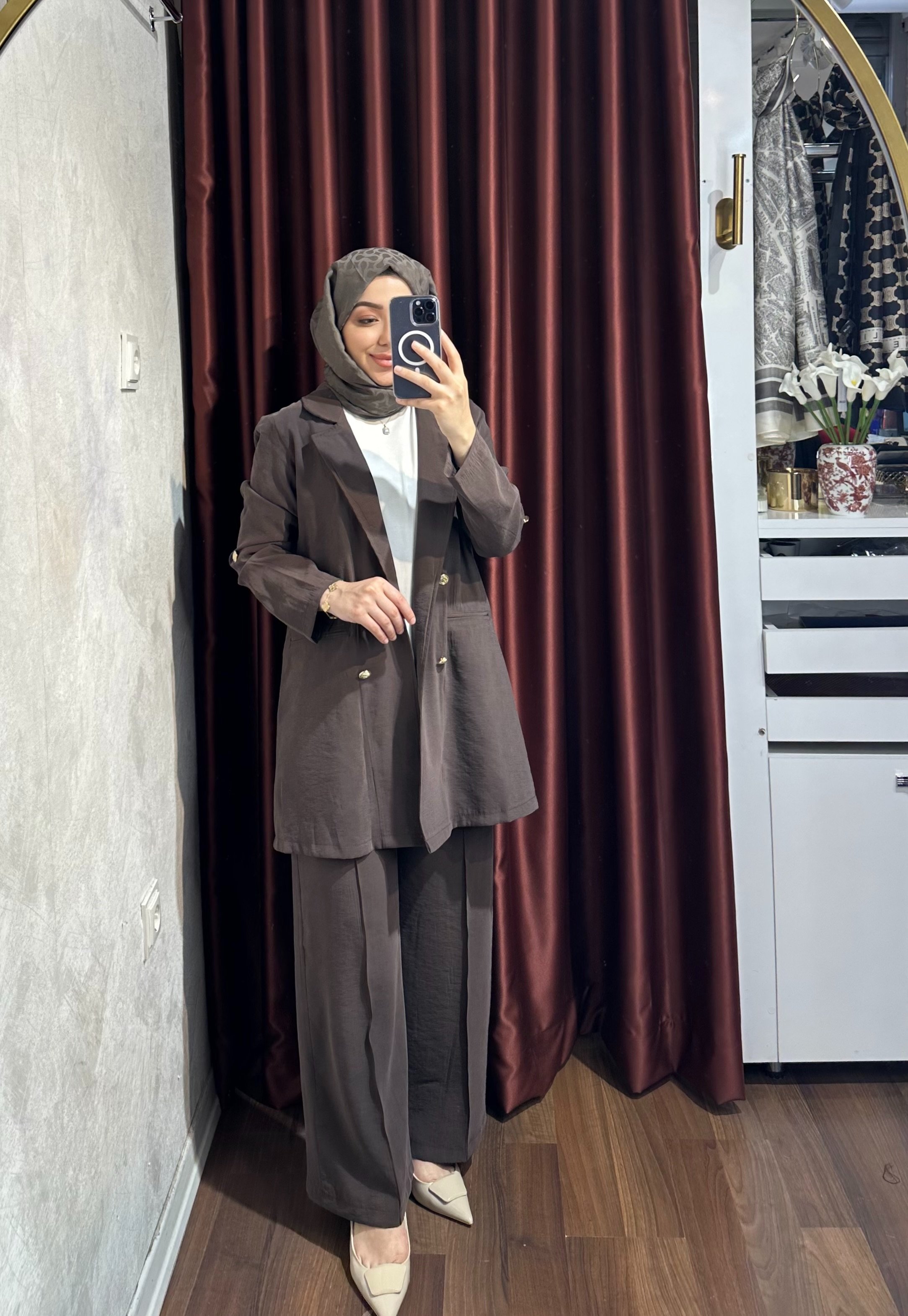 İpek Qupram Takım - Kahve