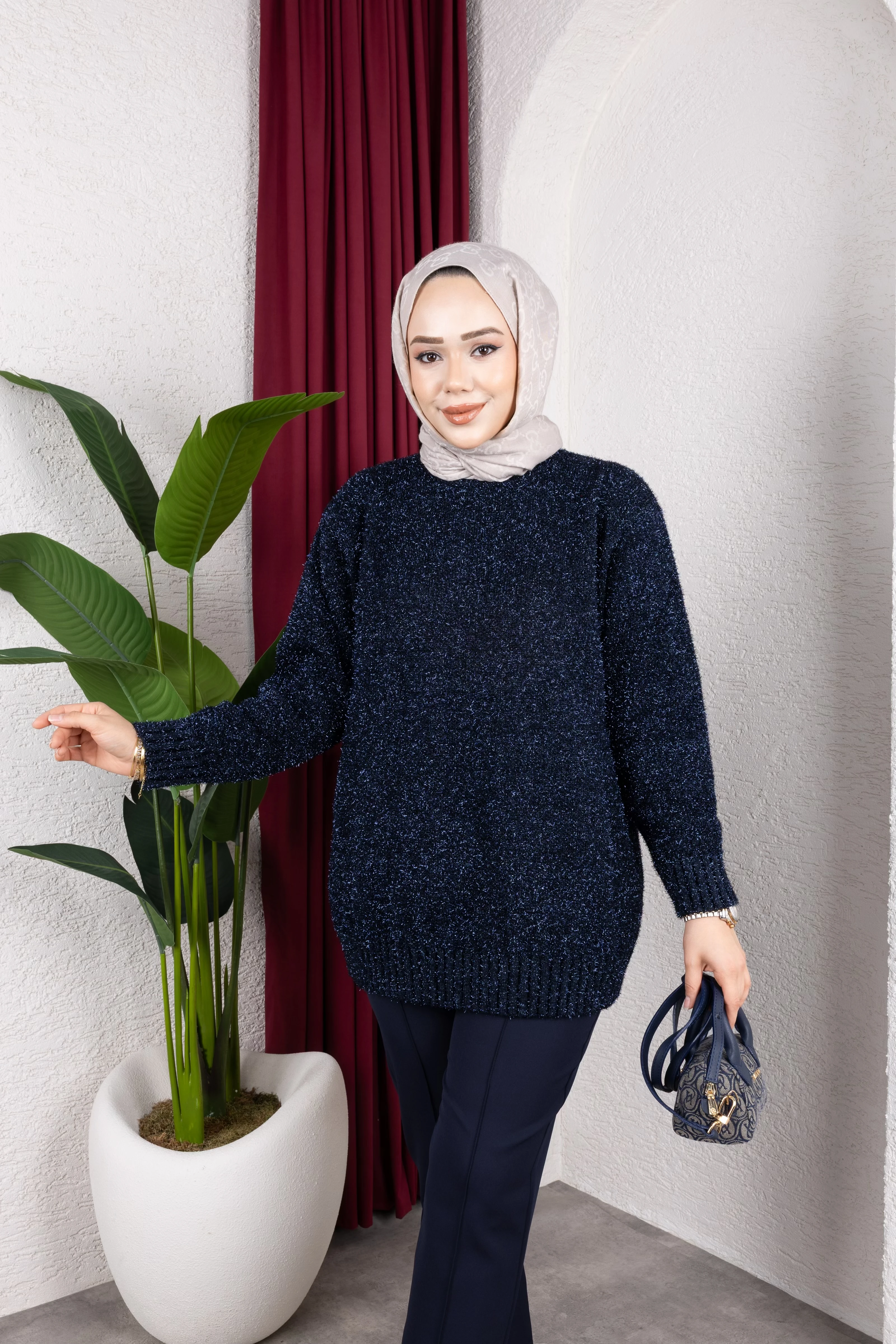 Simli Triko Kazak - Lacivert