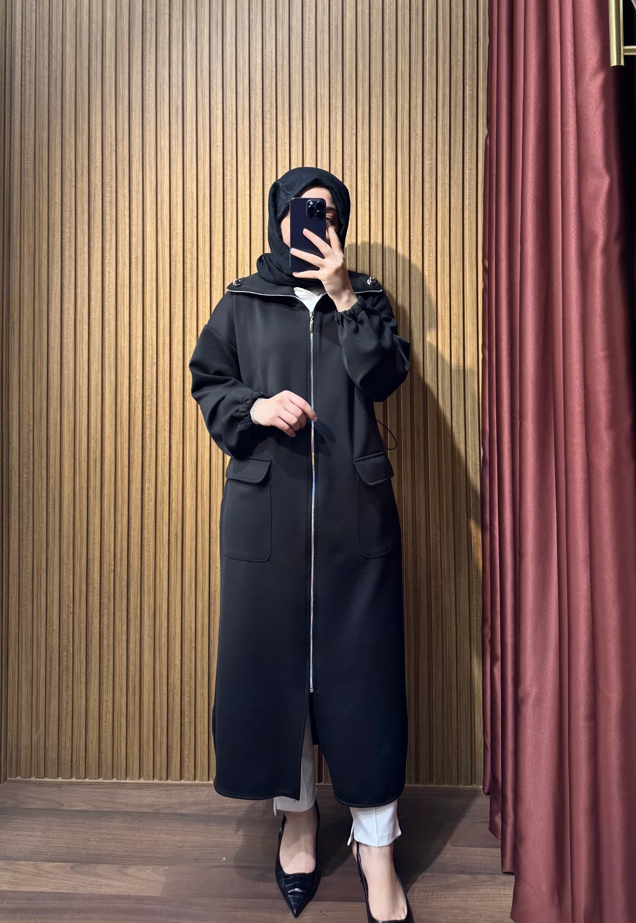 Fermuarlı Spor Kap - Siyah