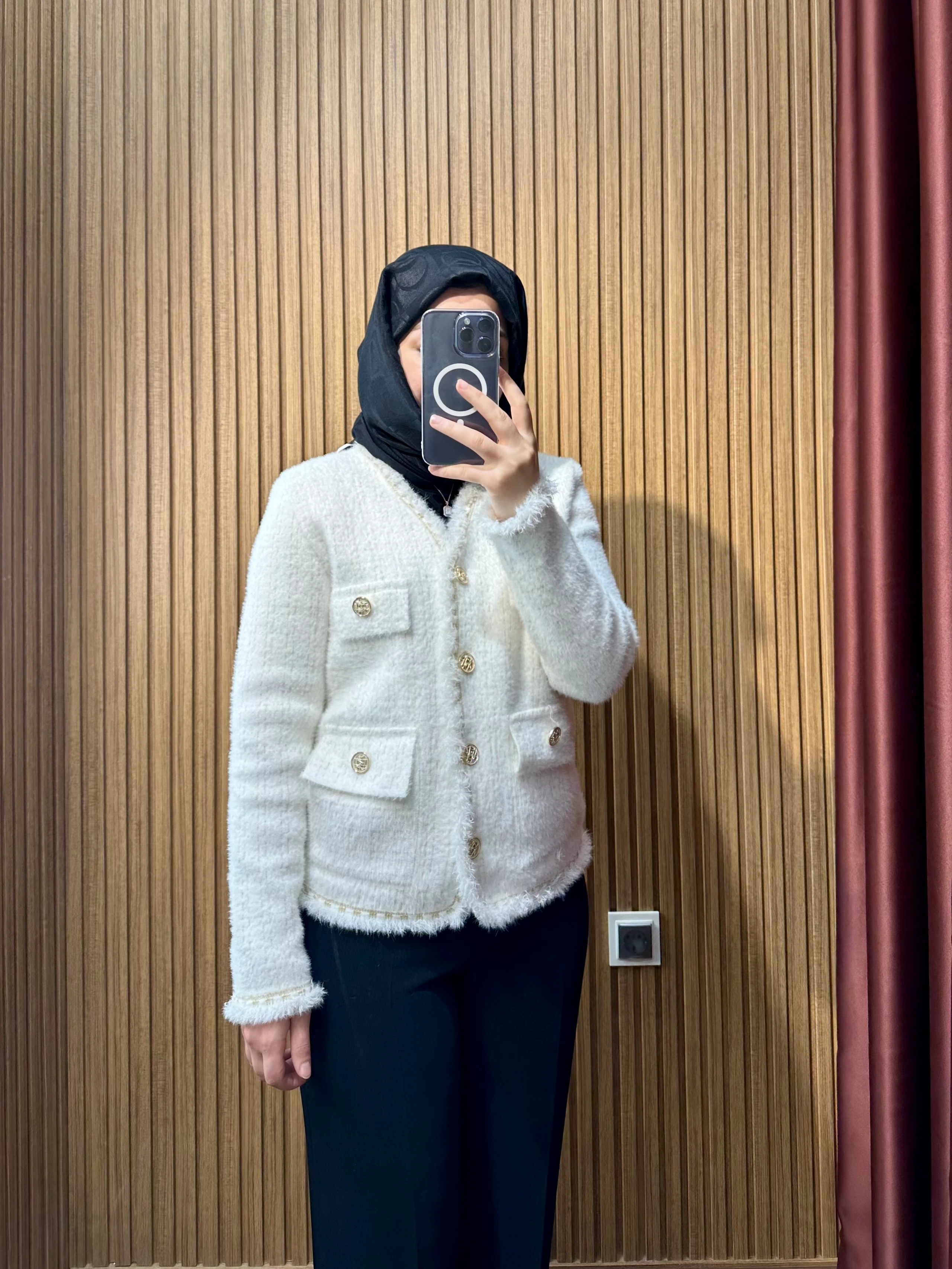 Angora Simli Hırka - Vanilya