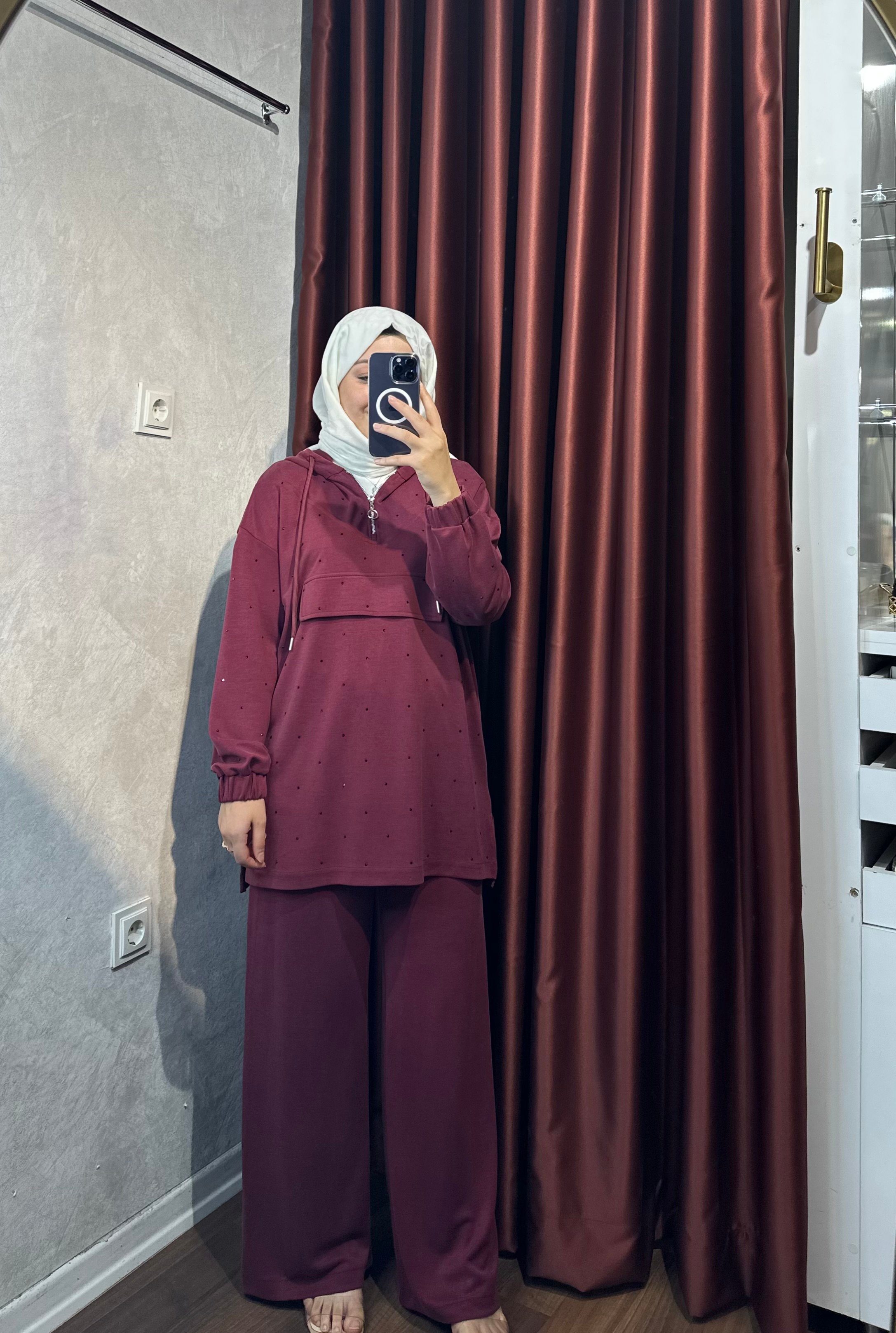 Beray Taşlı Oysh Takım - Bordo