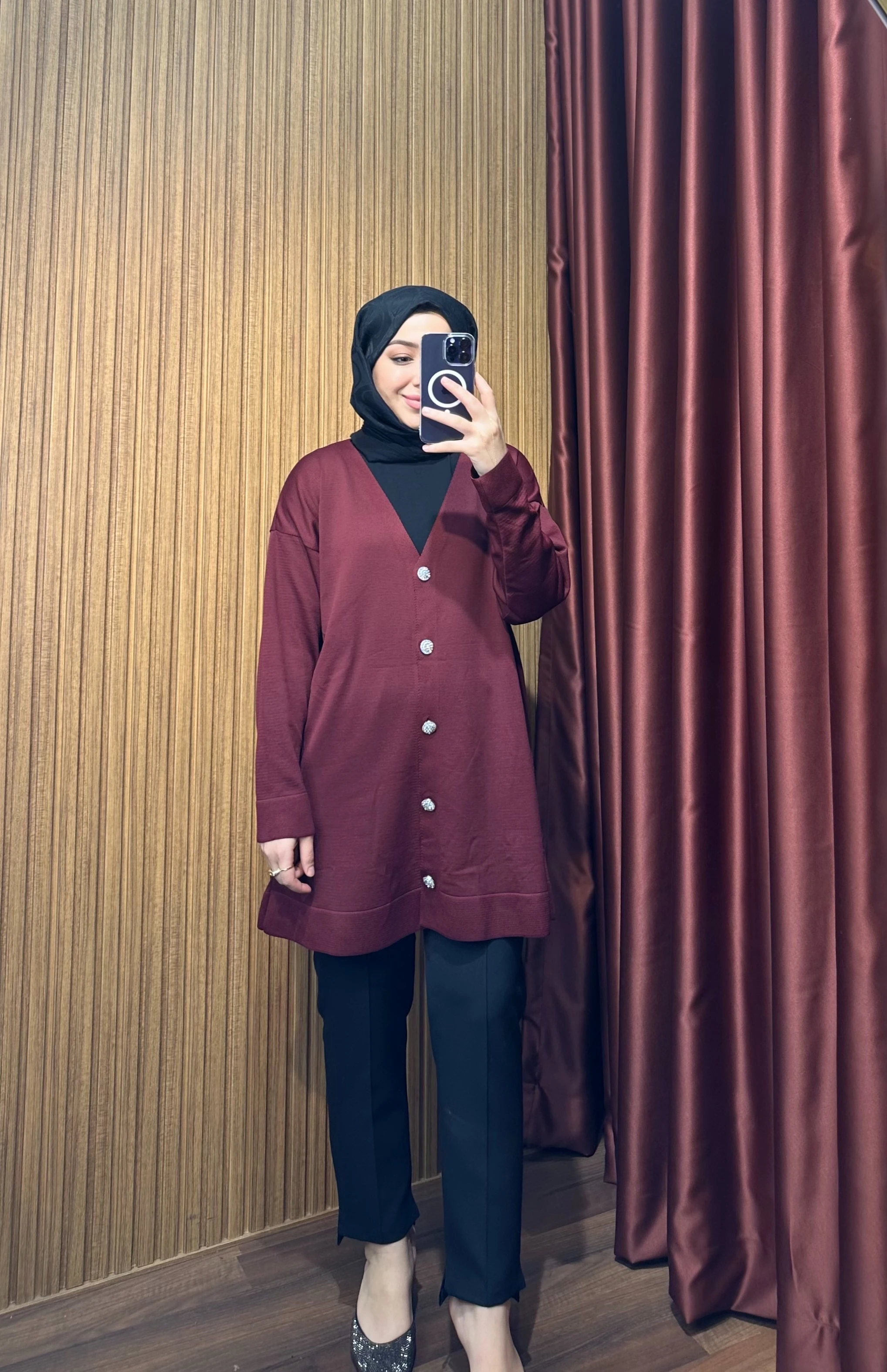 Merserize Hırka - Bordo