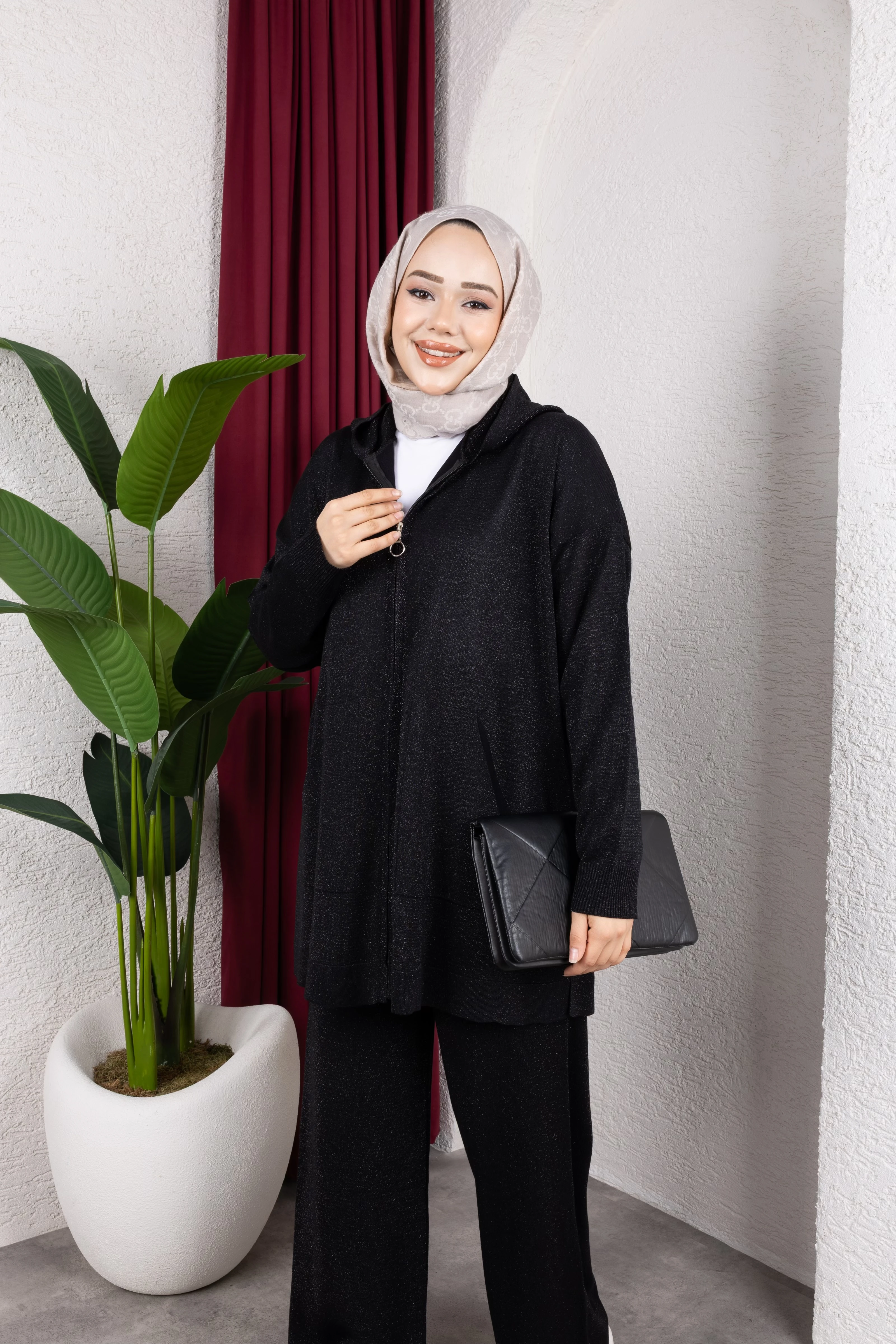 Simli Kapüşonlu Merserize Takım