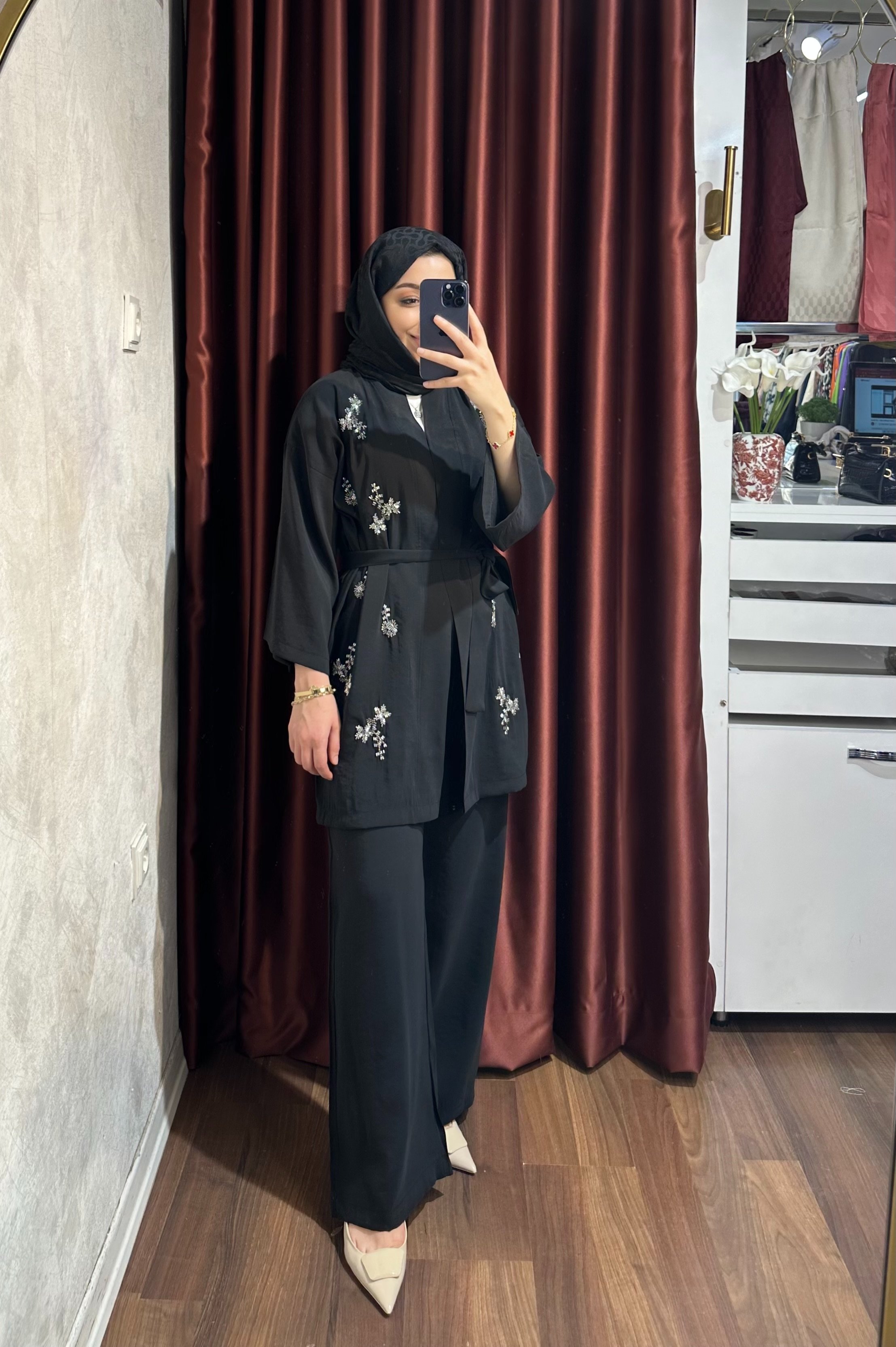 İşlemeli Kimono Takım