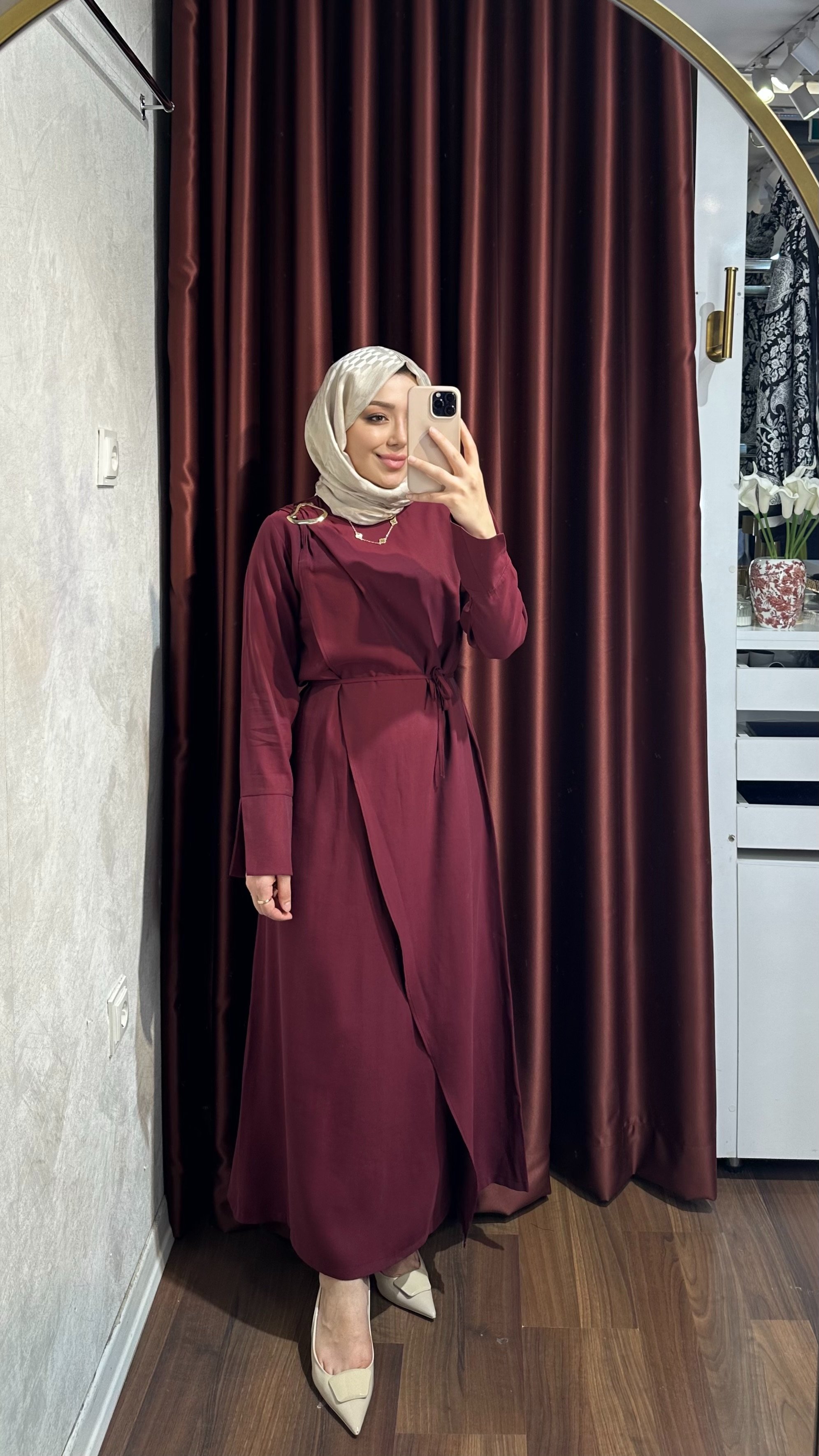 Liva Kapaklı Elbise - Bordo