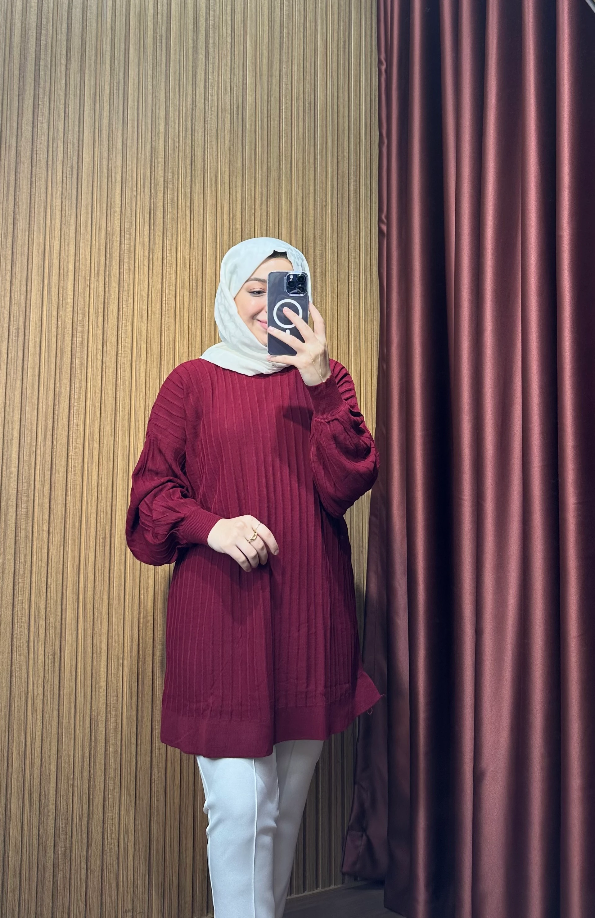 Örme Triko Tunik - Bordo
